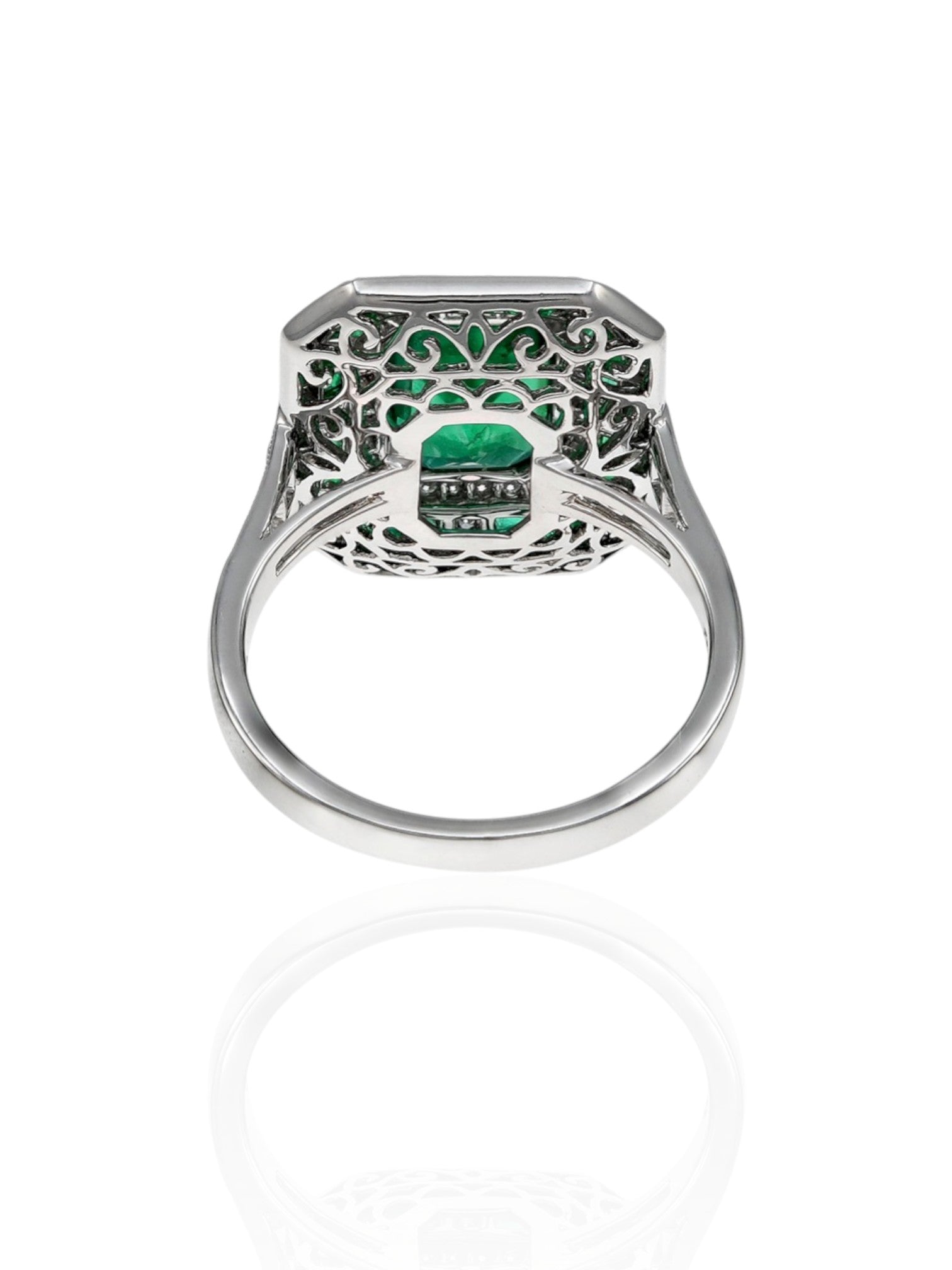 Sophia D Art Deco Emerald and Diamond Ring Platinum