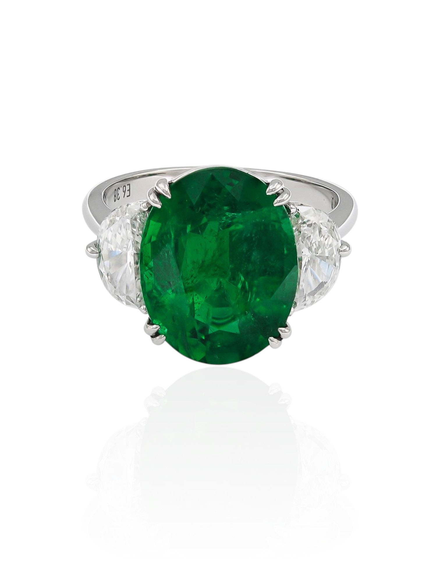 Sophia D Zambian Emerald and Diamond Three Stone Ring Platinum