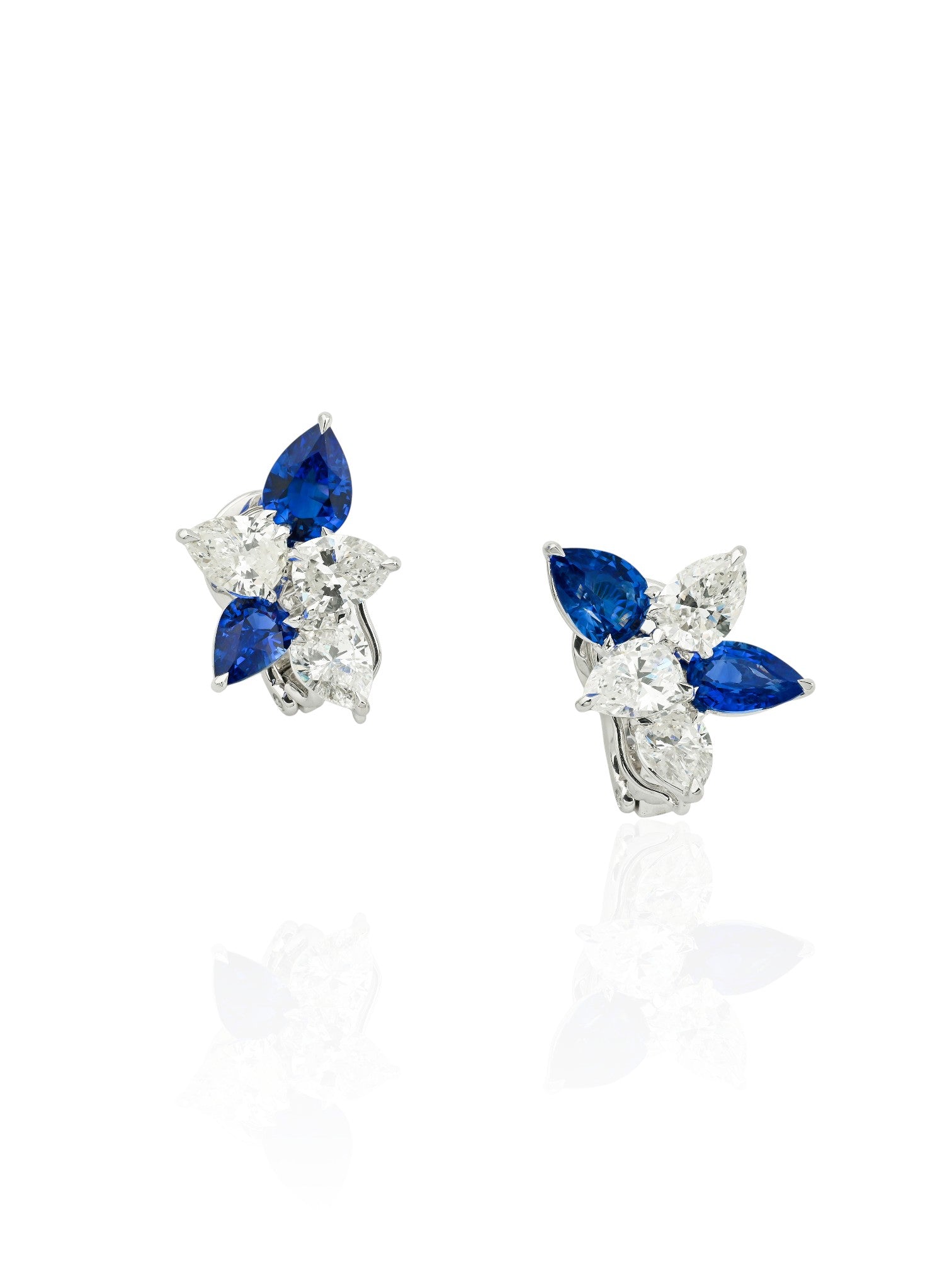 Sophia D Sapphire and Diamond Cluster Earrings Platinum