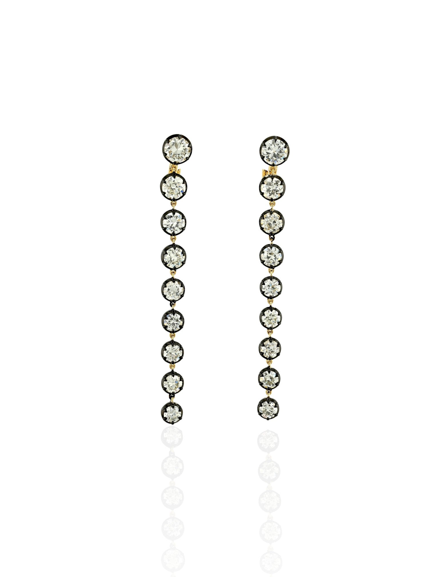 Sophia D Round Diamond Drop Earrings Platinum and 18K Yellow Gold