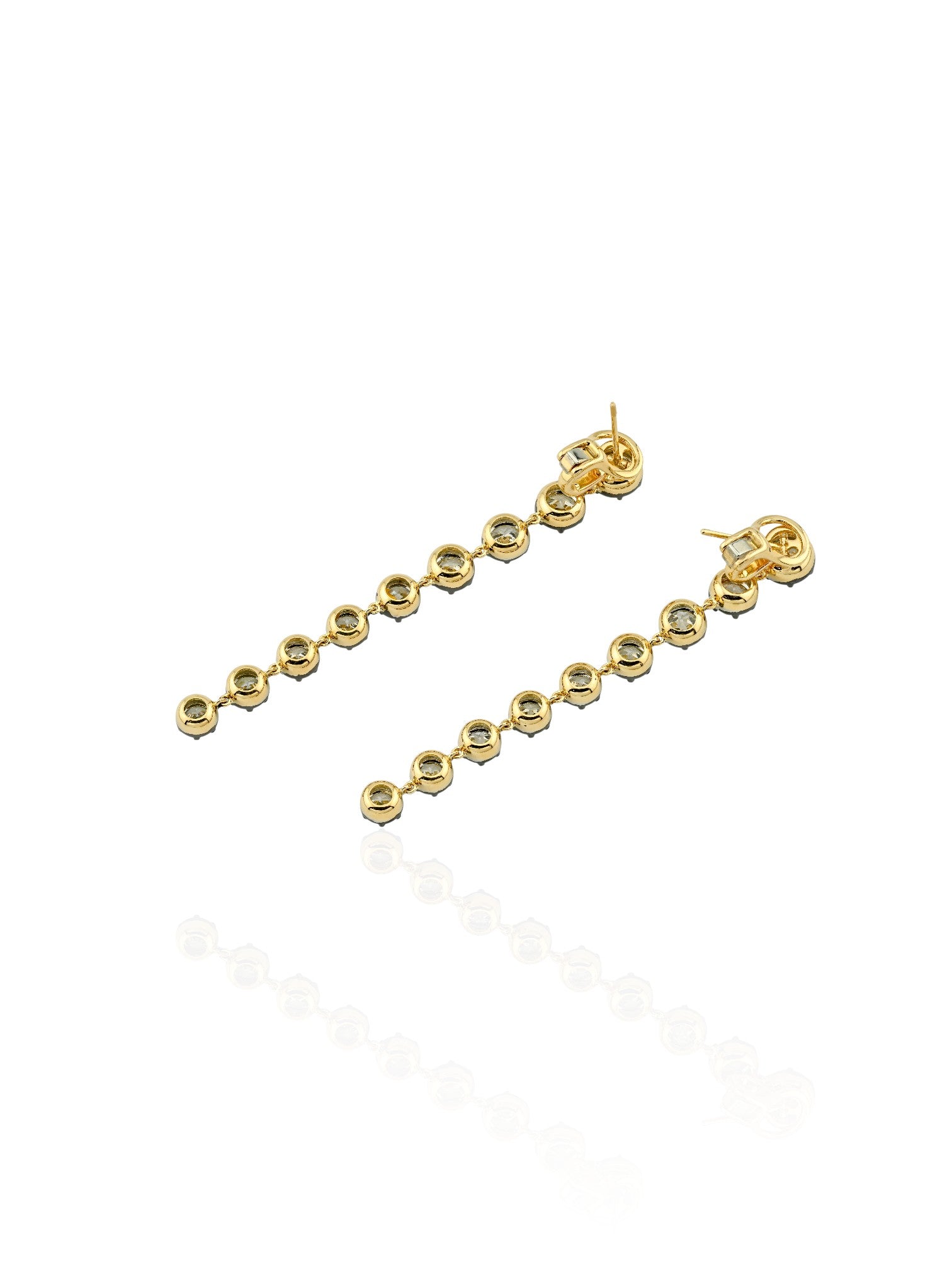Sophia D Round Diamond Drop Earrings Platinum and 18K Yellow Gold