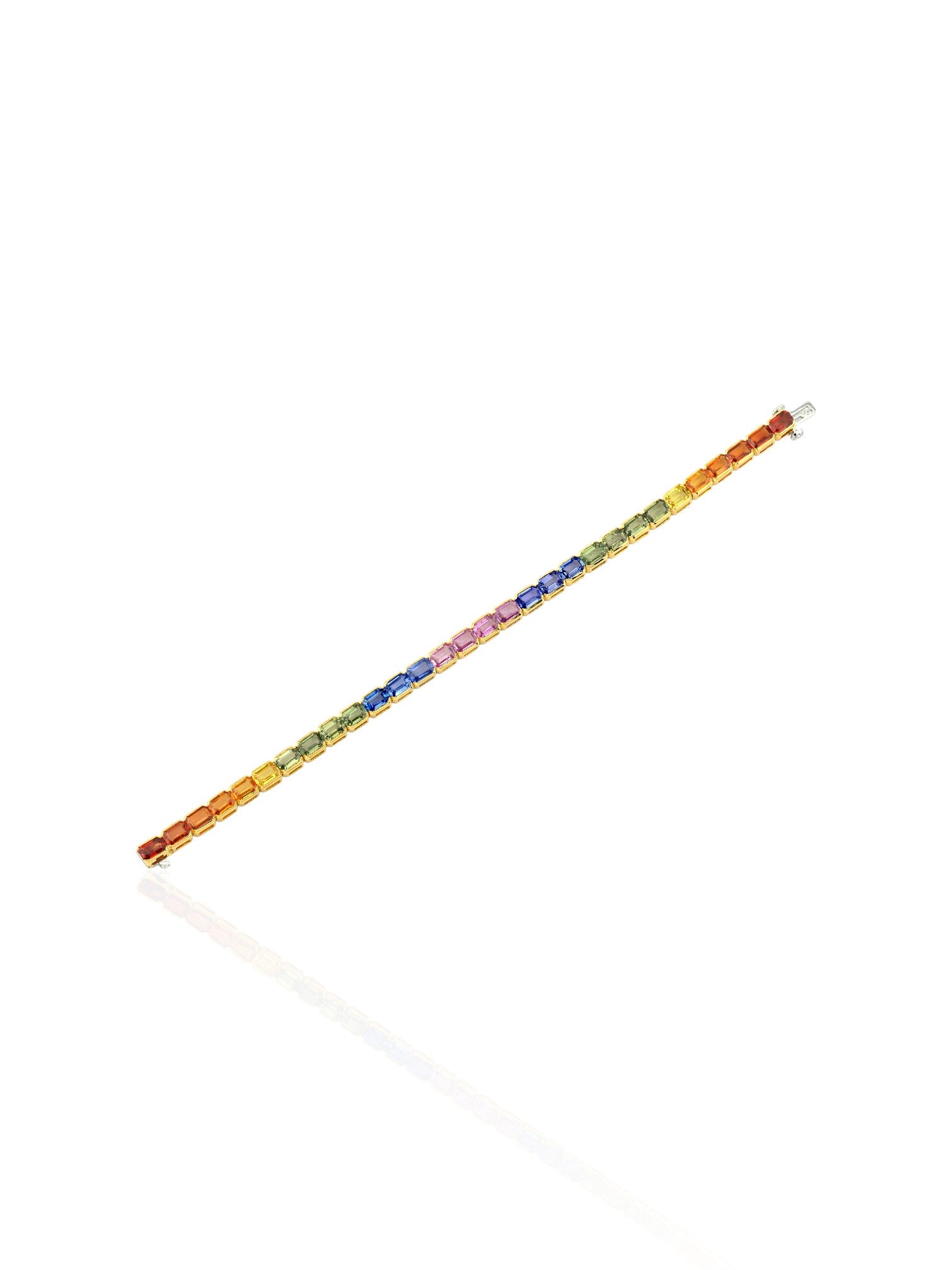 Sophia D Multi Color Sapphire Line Bracelet 18K Yellow Gold