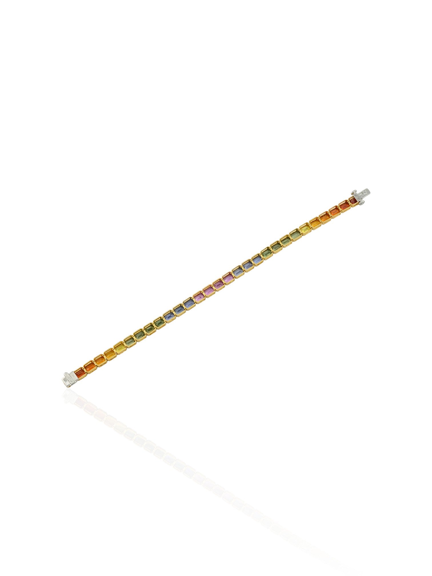 Sophia D Multi Color Sapphire Line Bracelet 18K Yellow Gold