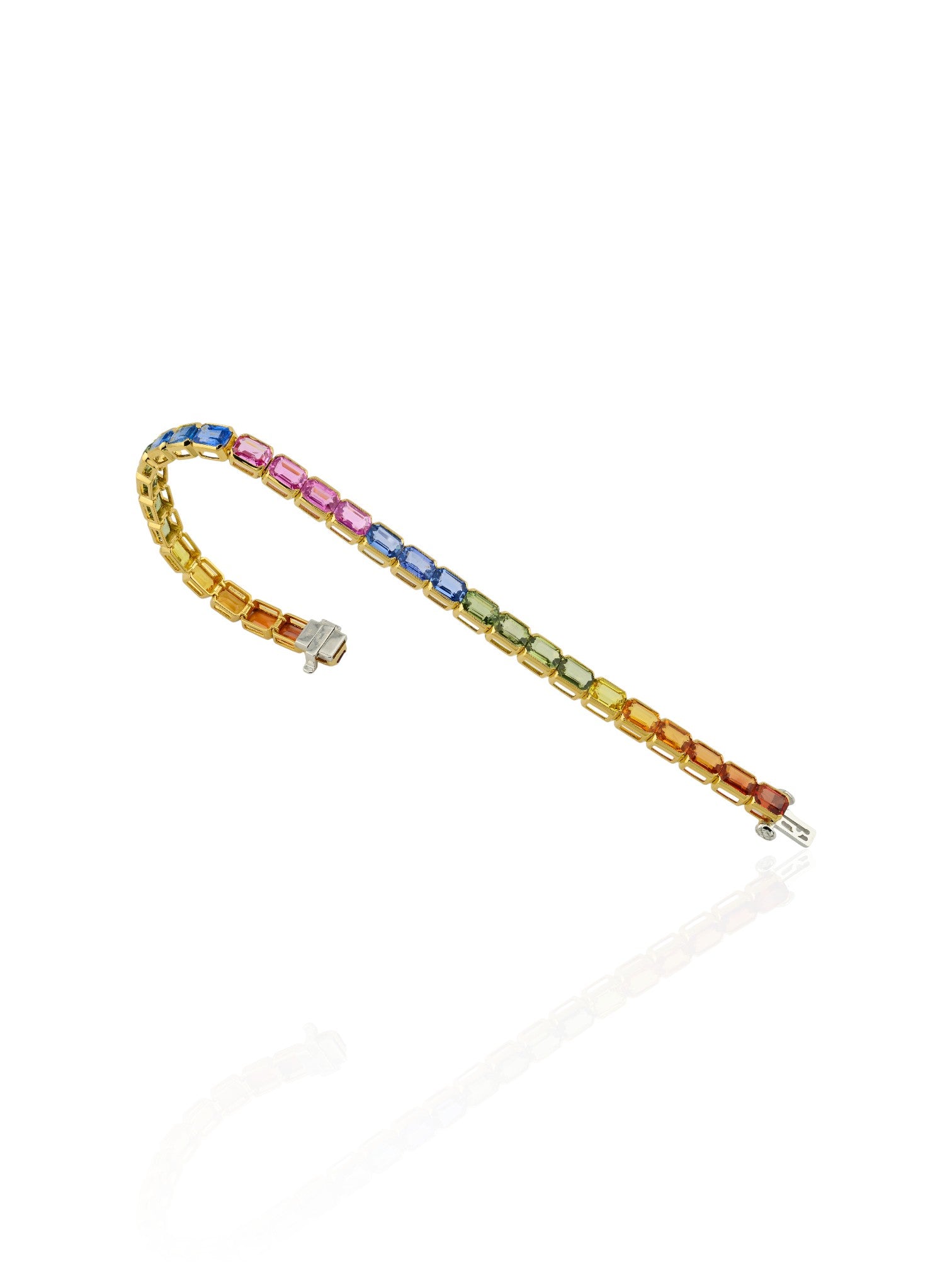 Sophia D Multi Color Sapphire Line Bracelet 18K Yellow Gold