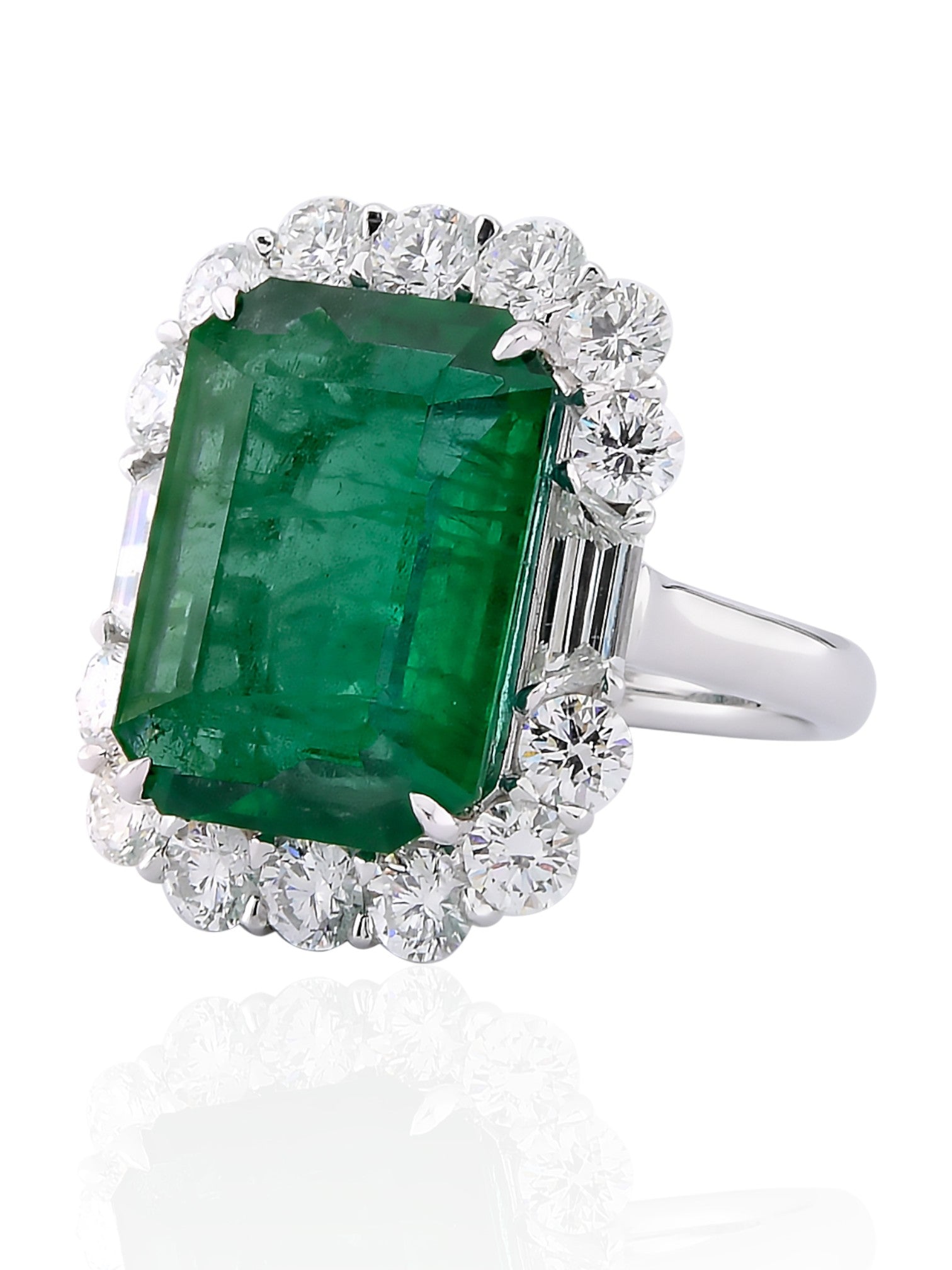Sophia D 9.42-Carat Zambian Emerald & Diamond Ring in Platinum