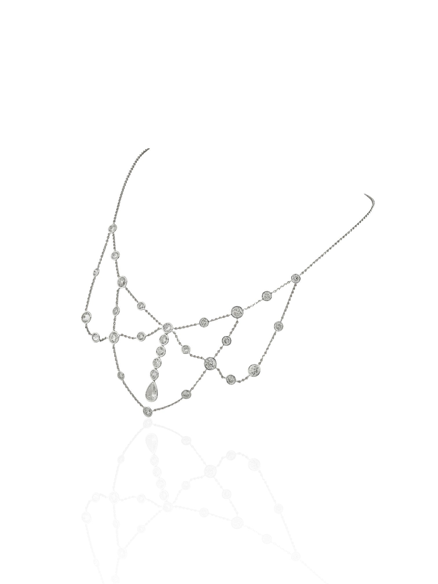Sophia D Diamond Draped Necklace Platinum