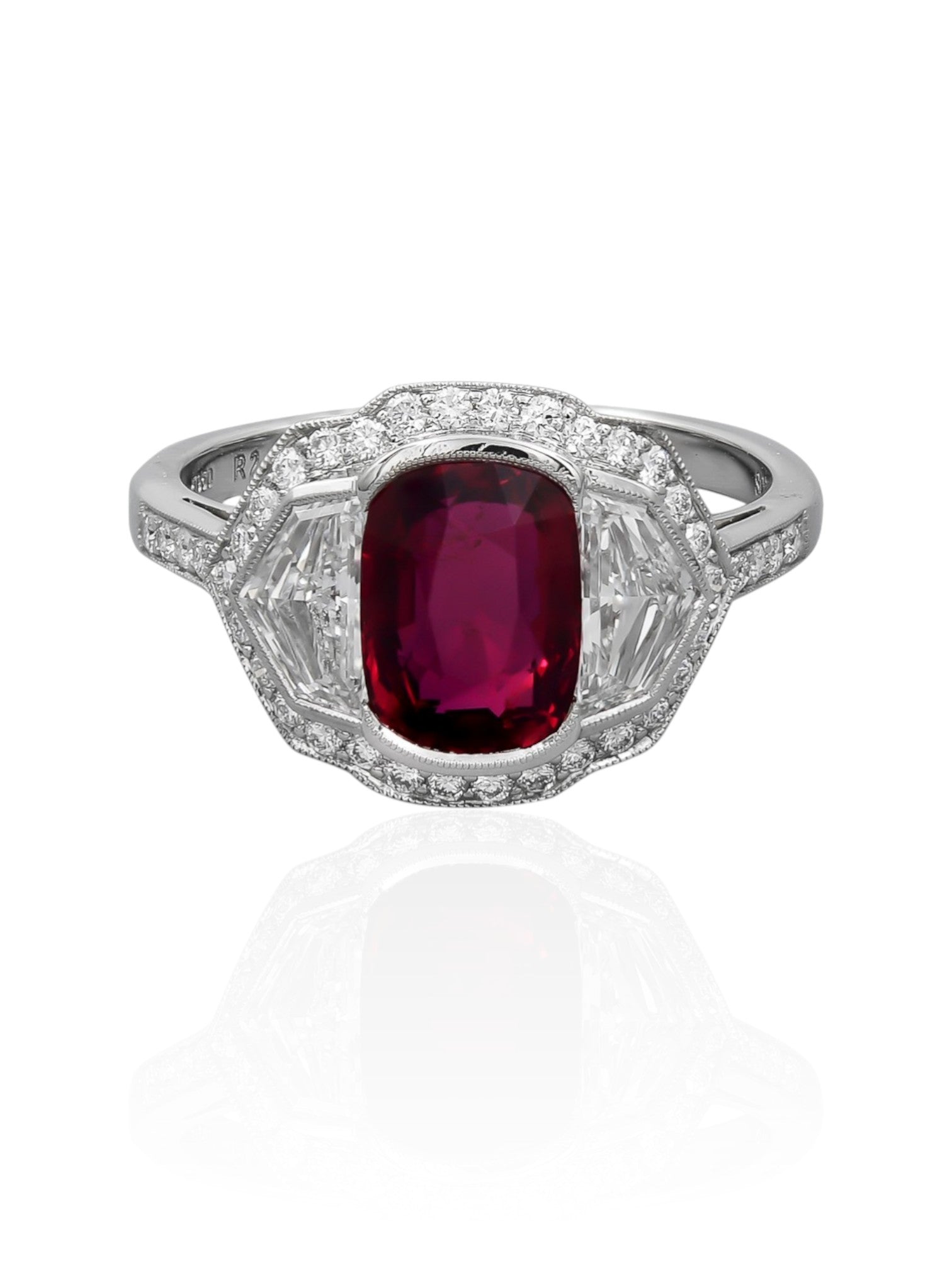 Sophia D No Heat Mozambique Ruby and Diamond Ring Platinum