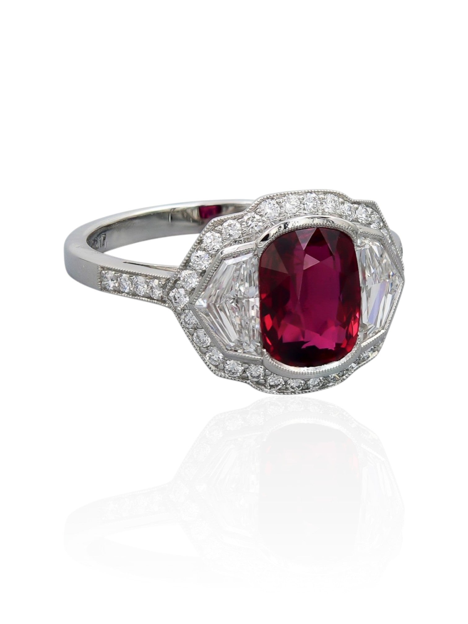 Sophia D No Heat Mozambique Ruby and Diamond Ring Platinum