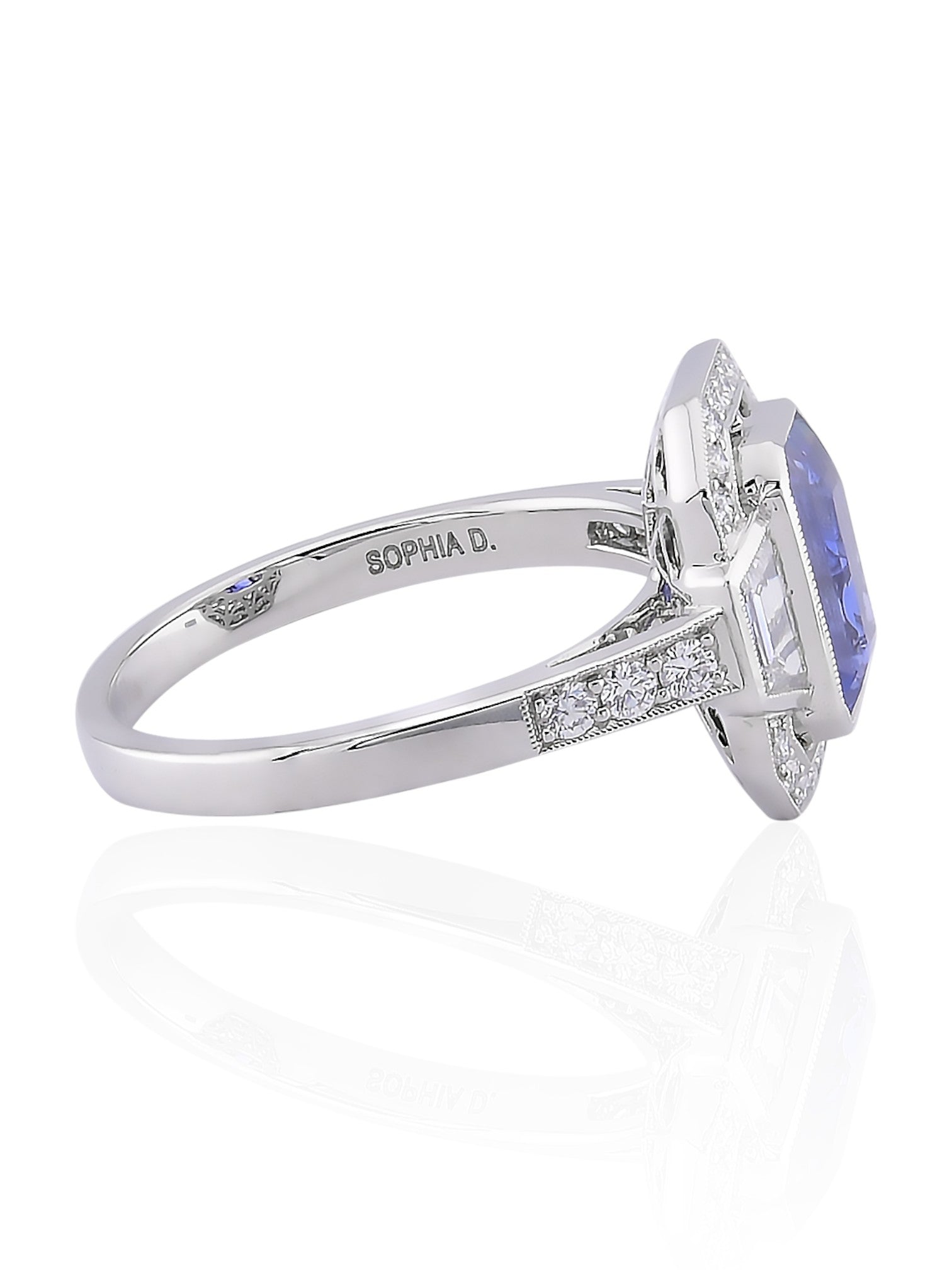 Sophia D Art Deco Sapphire & Diamond Mosaic Ring in Platinum