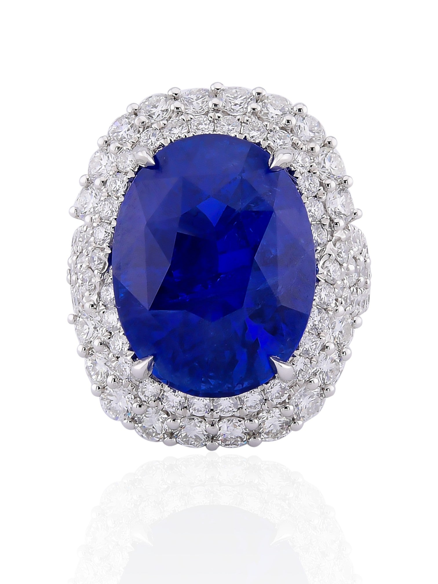 Sophia D 20.64-Carat Oval Sapphire & Diamond Ring in 18K White Gold