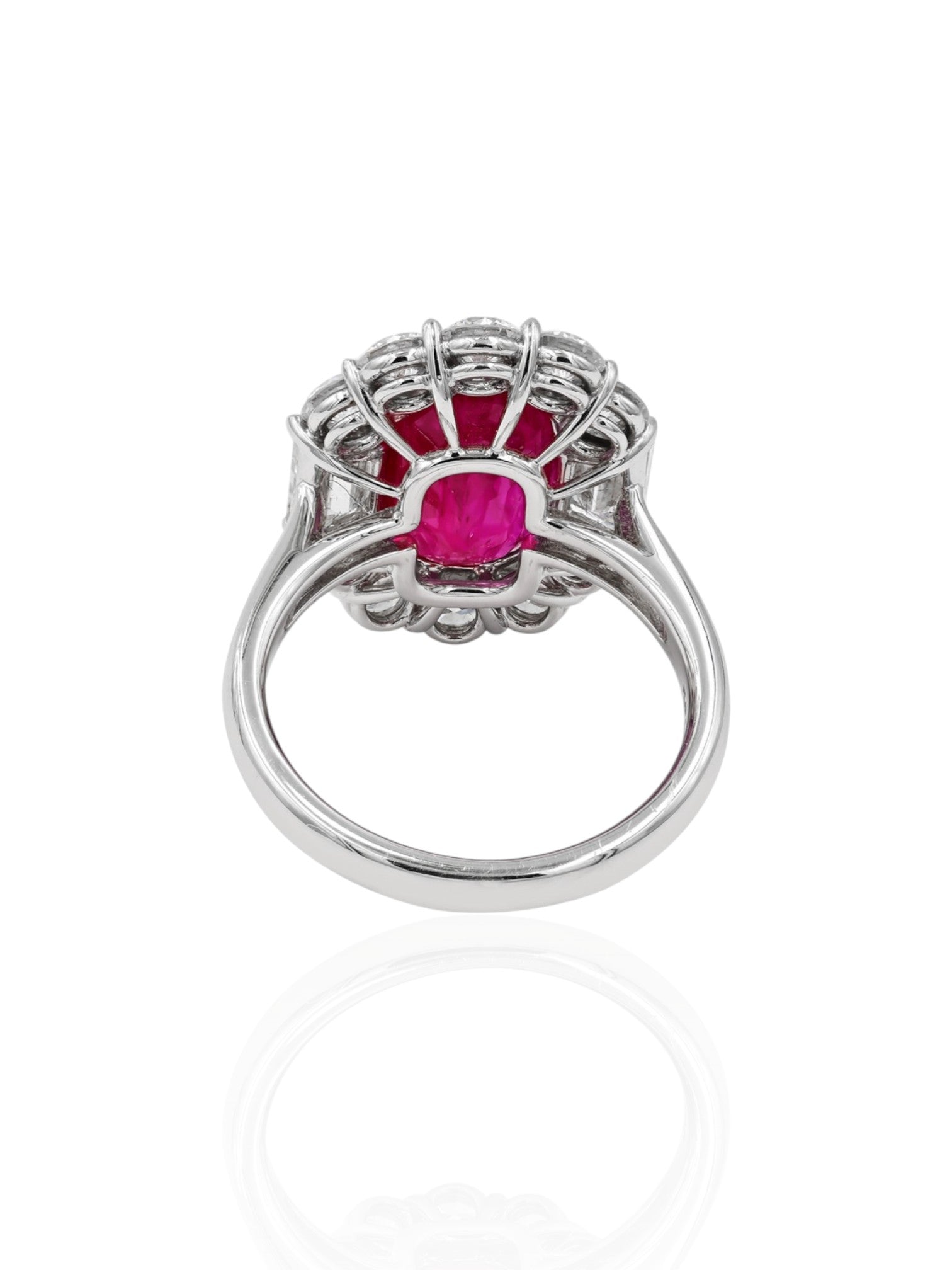 Sophia D Ruby and Diamond Halo Ring Platinum
