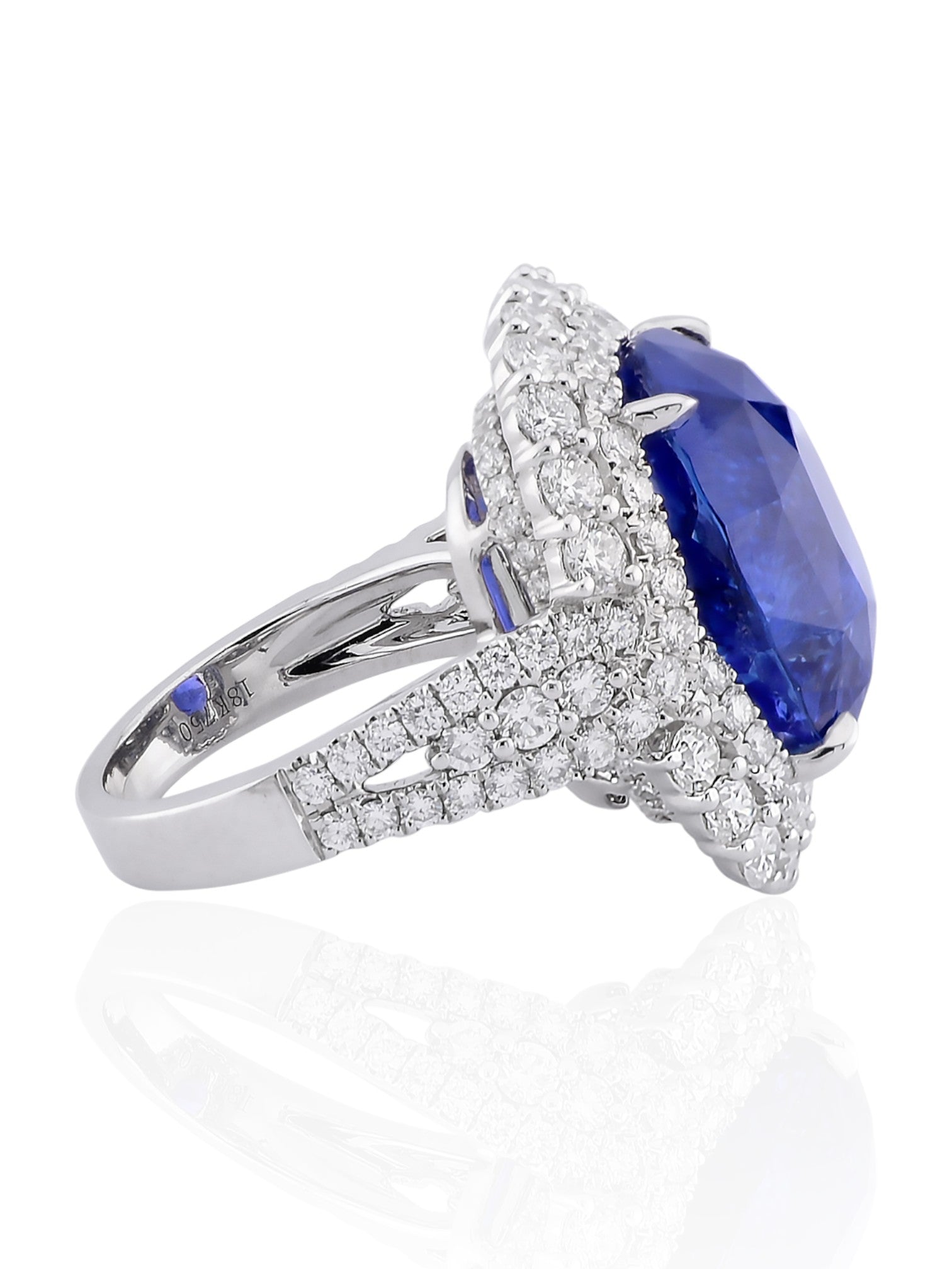 Sophia D 20.64-Carat Oval Sapphire & Diamond Ring in 18K White Gold