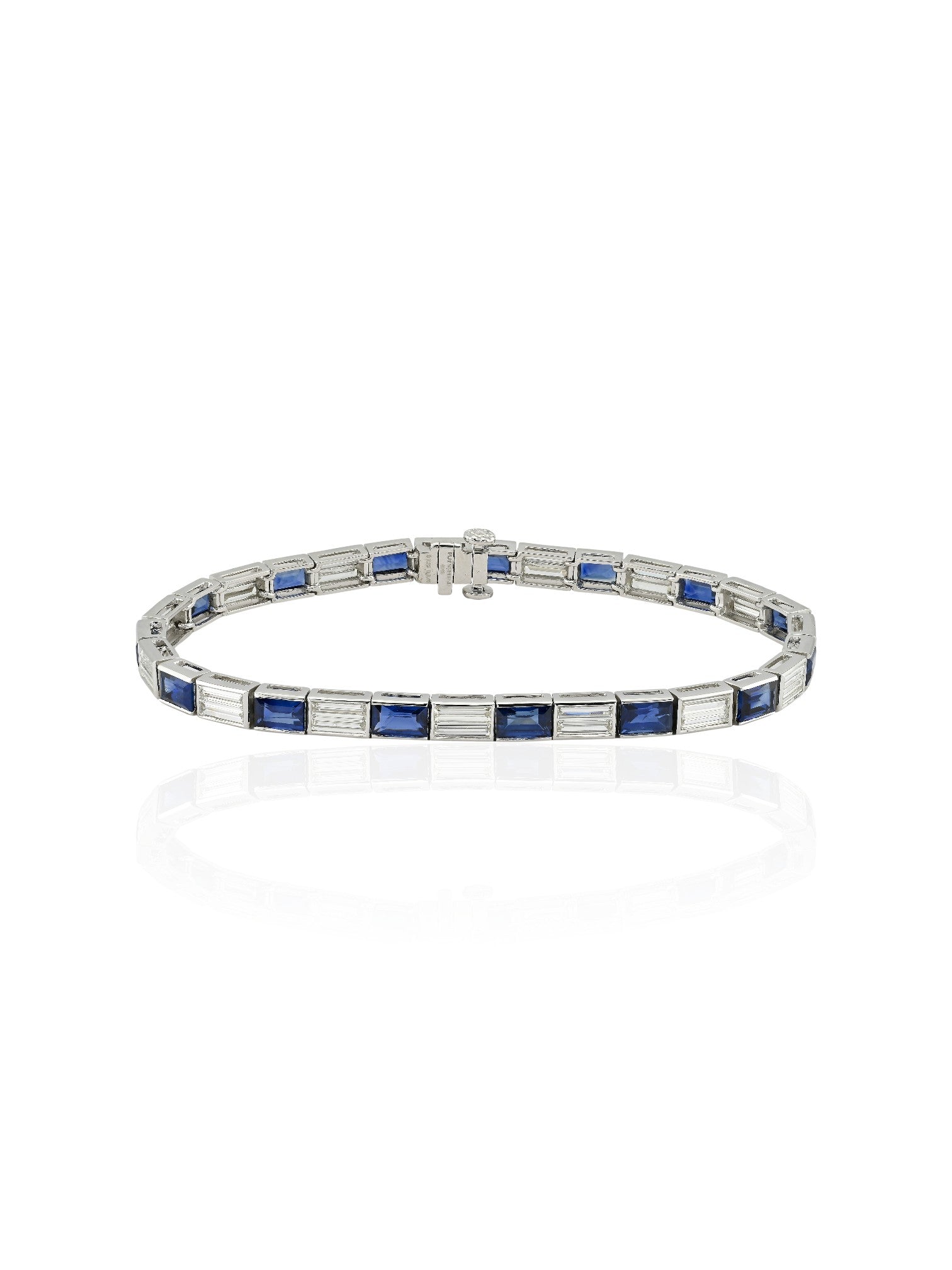 Sophia D Sapphire and Diamond Line Bracelet Platinum