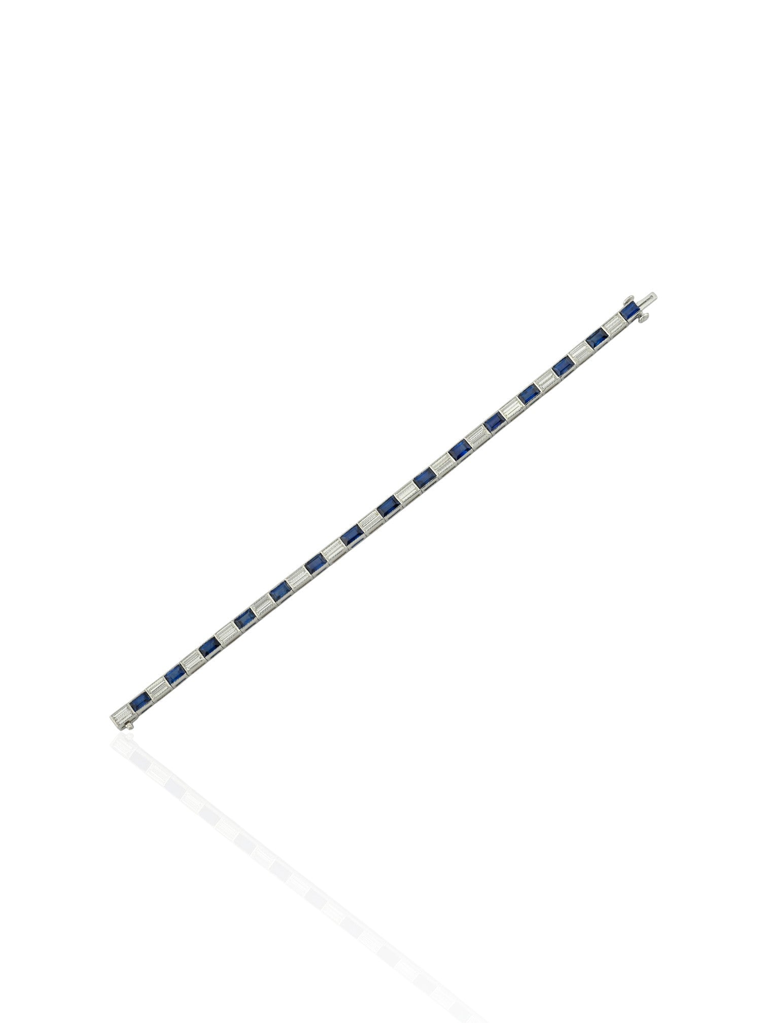 Sophia D Sapphire and Diamond Line Bracelet Platinum