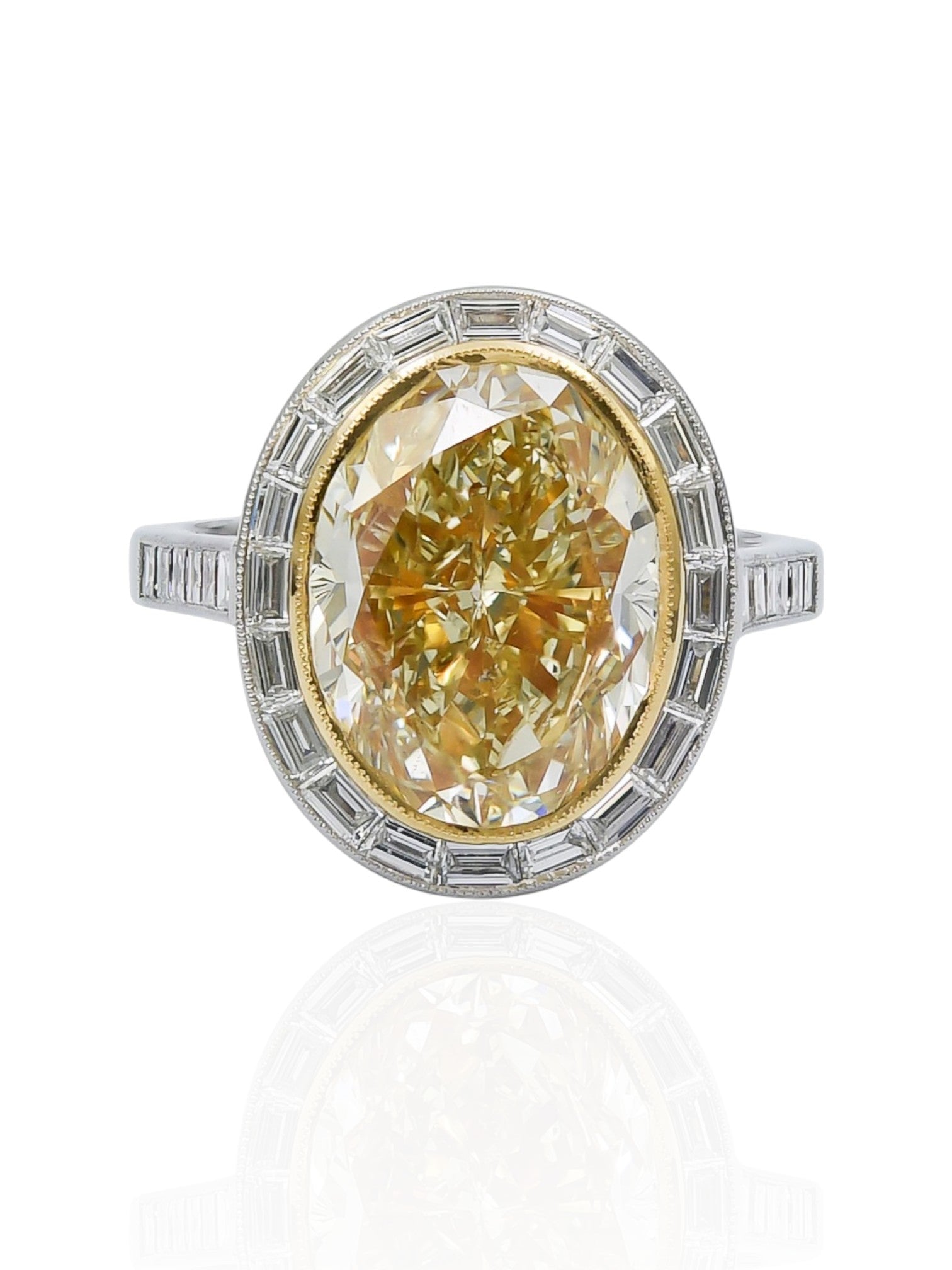 Sophia D Fancy Yellow Diamond Ring Platinum and 18K Yellow Gold