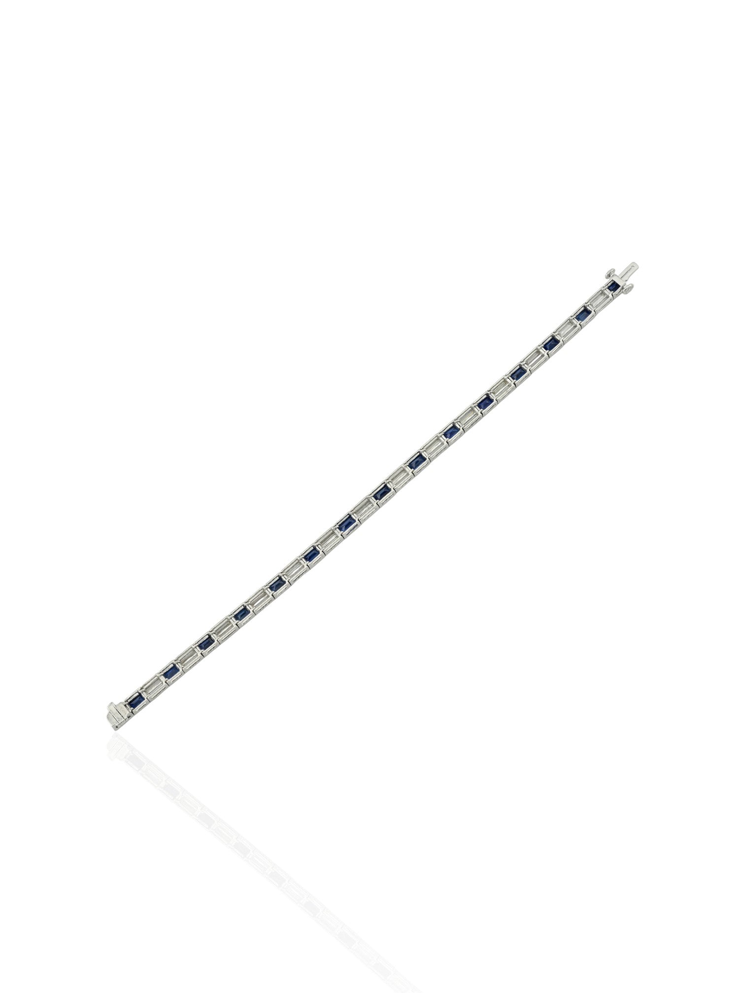 Sophia D Sapphire and Diamond Line Bracelet Platinum