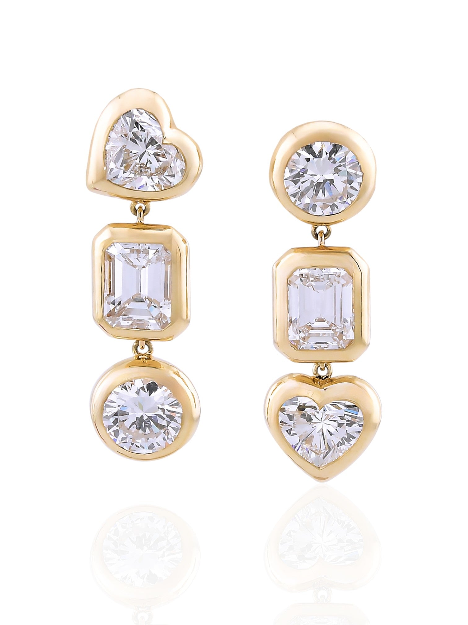 Sophia D Art Deco Diamond Drop Earrings in 18K Yellow Gold