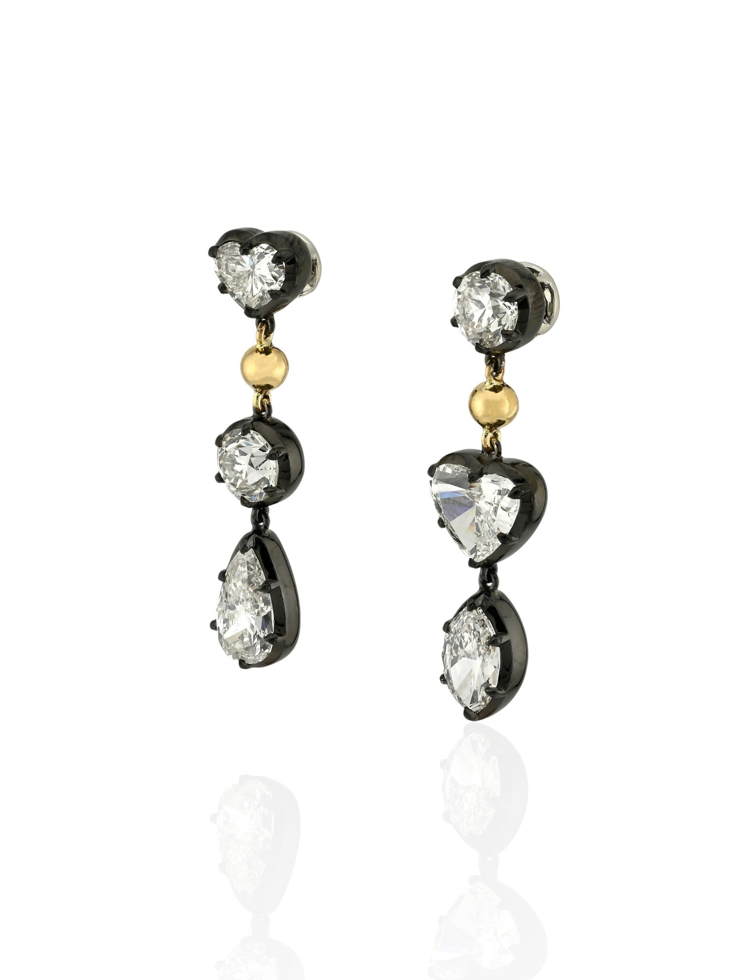Sophia D Mixed Shape Diamond Drop Earrings Platinum and 18K Yellow Gold