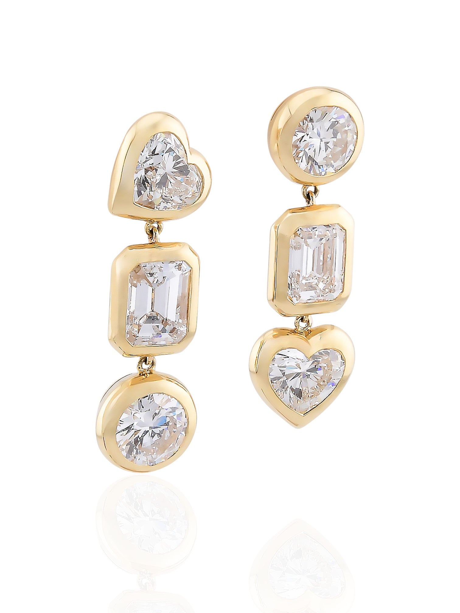 Sophia D Art Deco Diamond Drop Earrings in 18K Yellow Gold