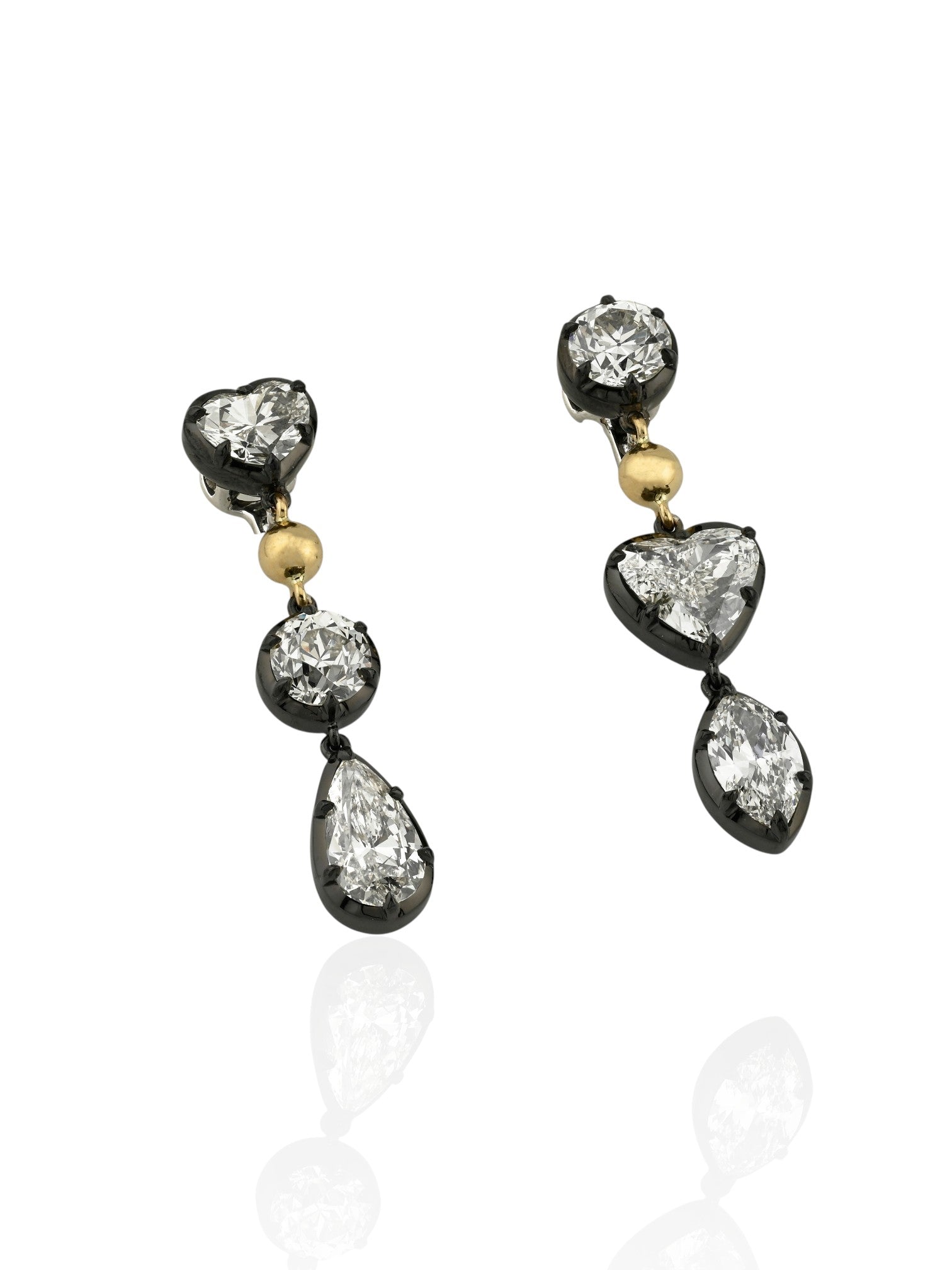 Sophia D Mixed Shape Diamond Drop Earrings Platinum and 18K Yellow Gold