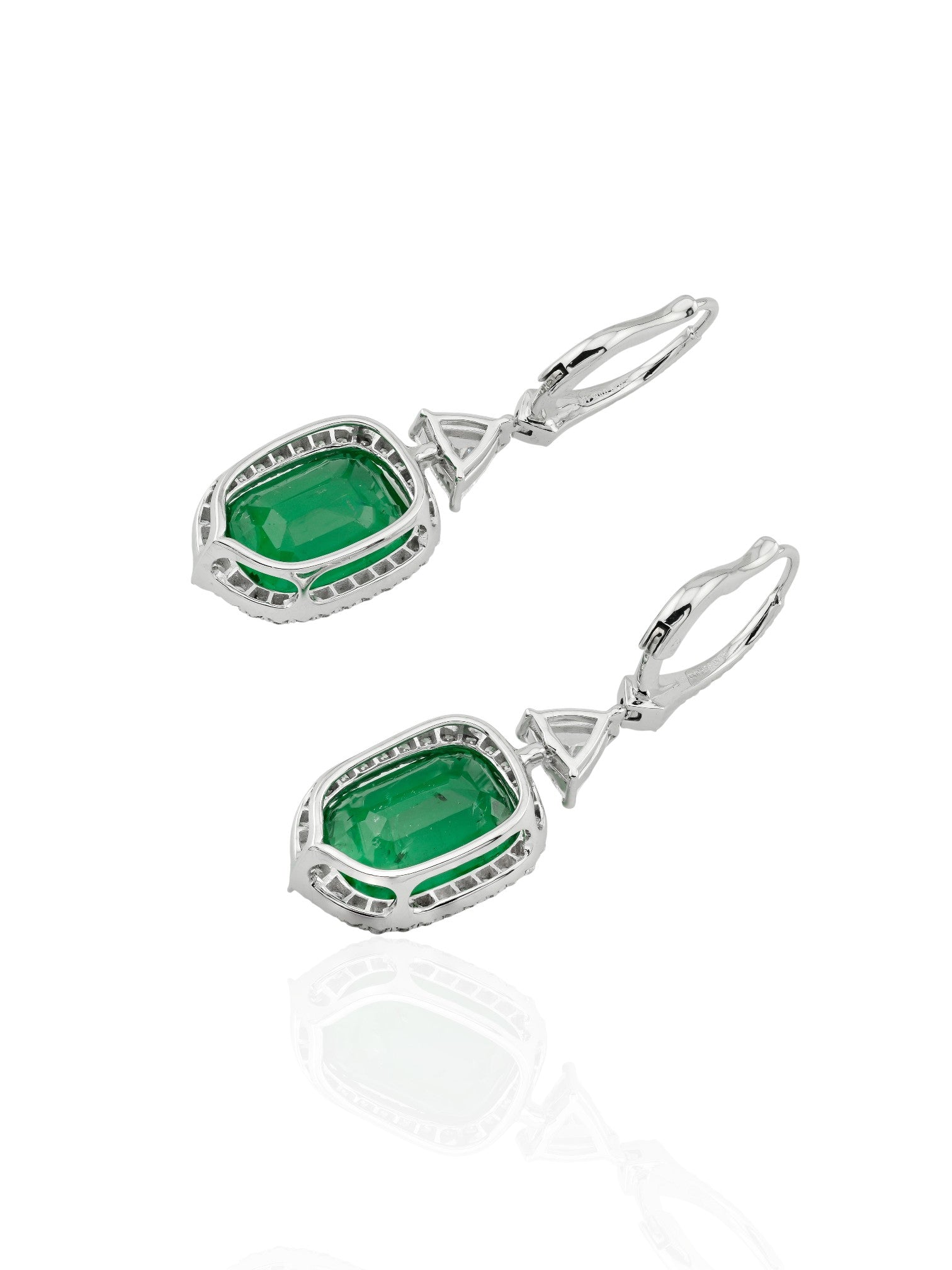 Sophia D Art Deco Emerald and Diamond Drop Earrings Platinum