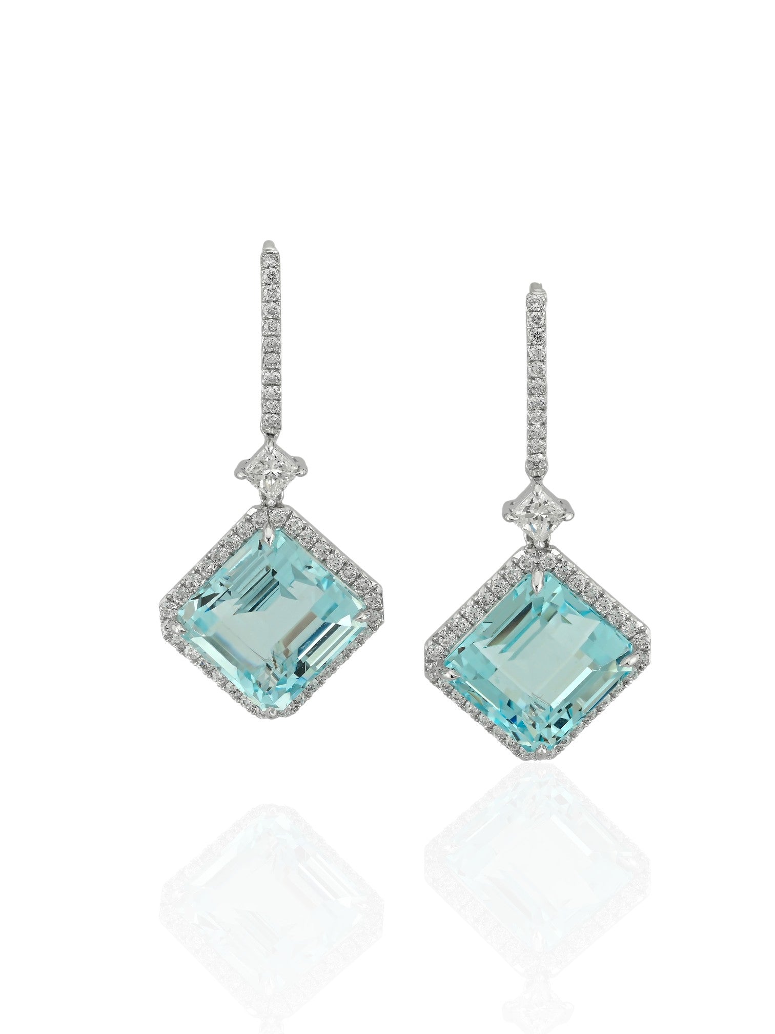 Sophia D Aquamarine Diamond Drop Earrings Platinum