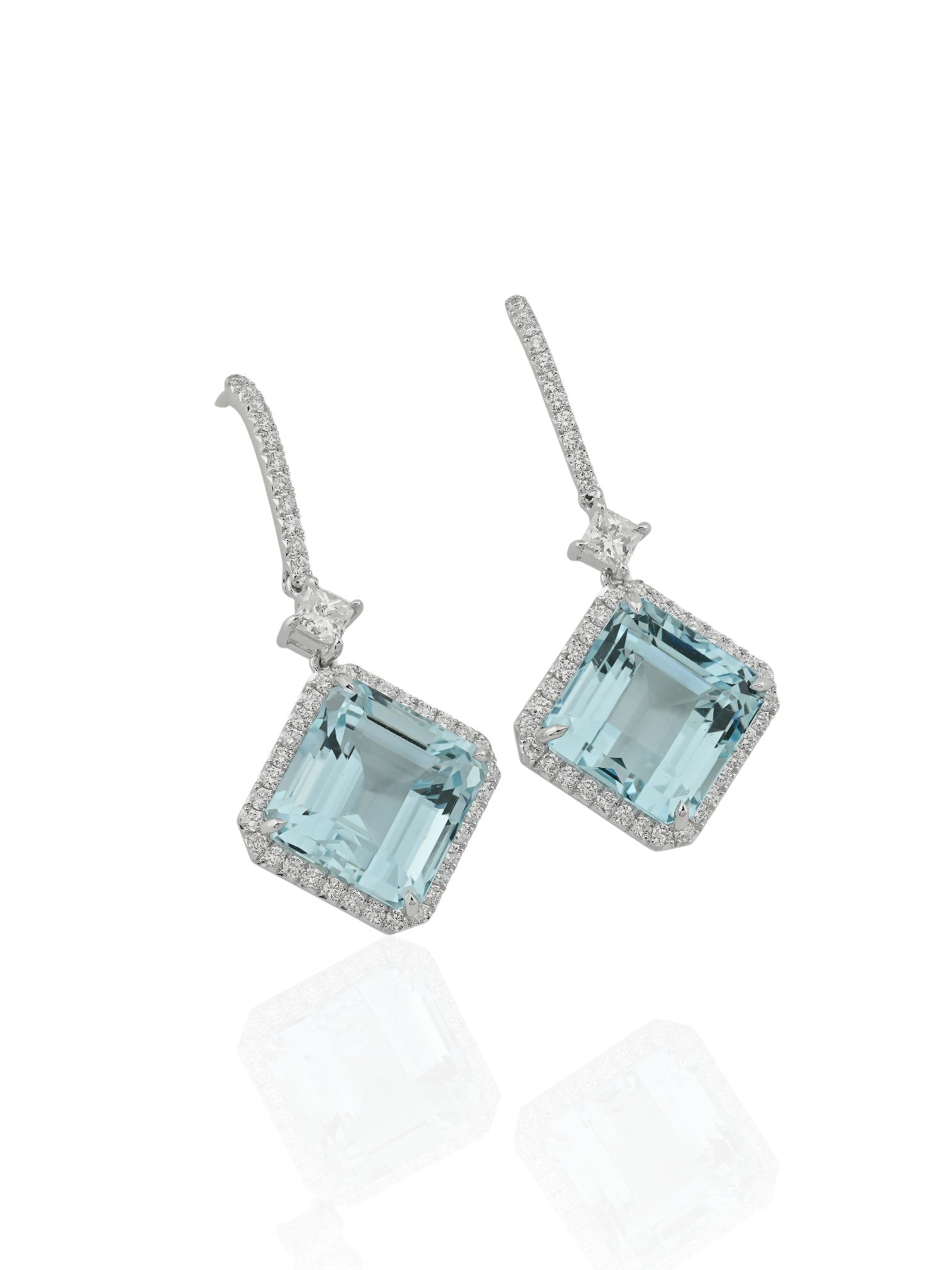 Sophia D Aquamarine Diamond Drop Earrings Platinum
