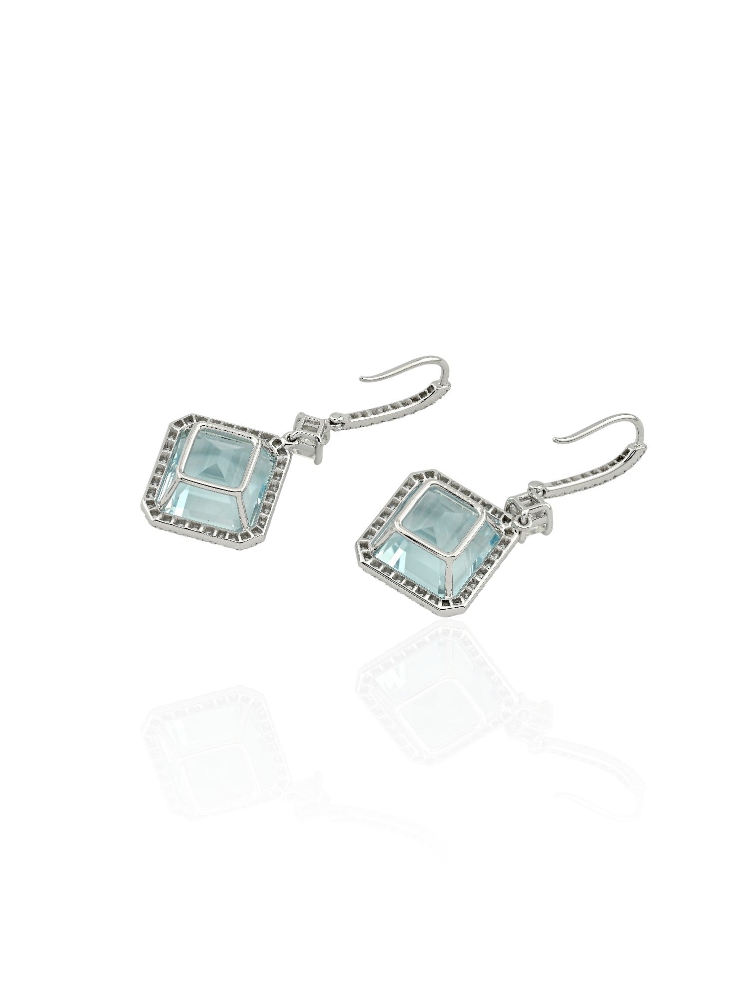 Sophia D Aquamarine Diamond Drop Earrings Platinum