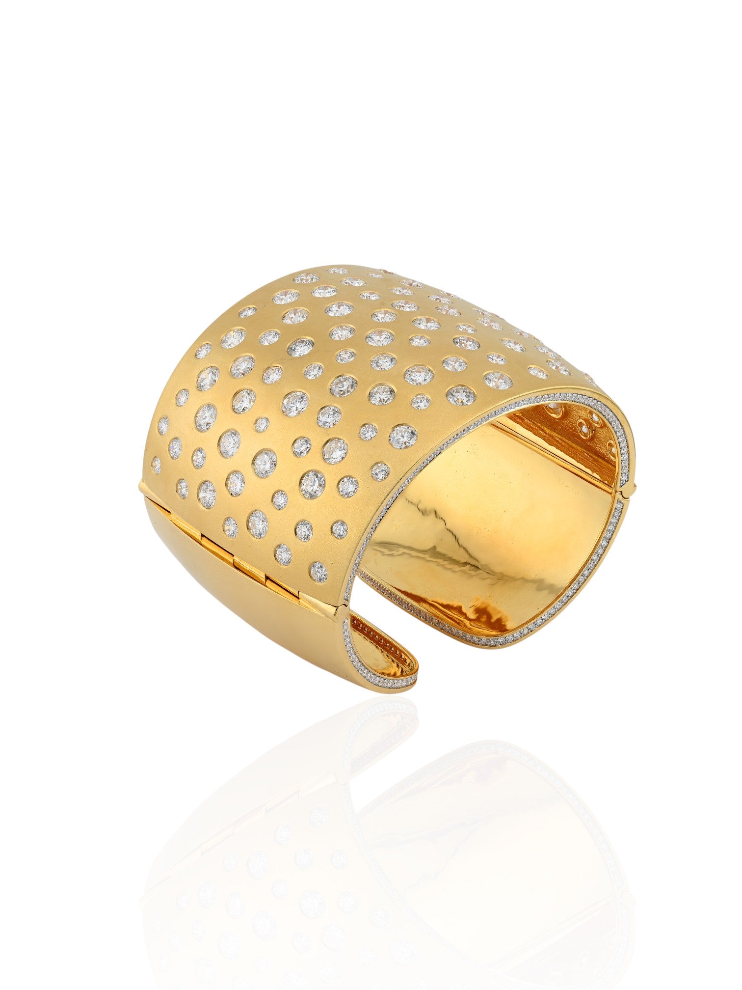 Sophia D Diamond Dome Cuff Bangle 18K Yellow Gold