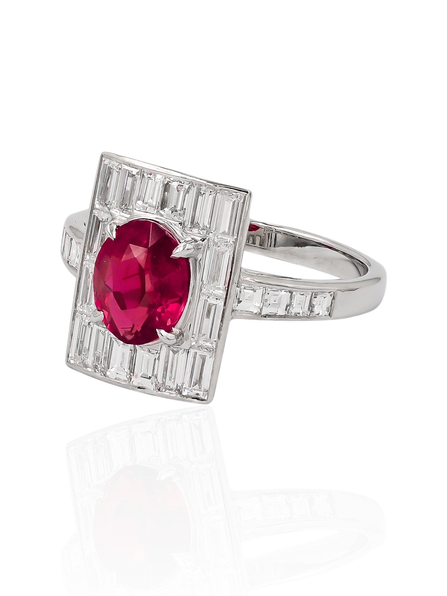 Sophia D No Heat Mozambique Ruby and Diamond Ring Platinum
