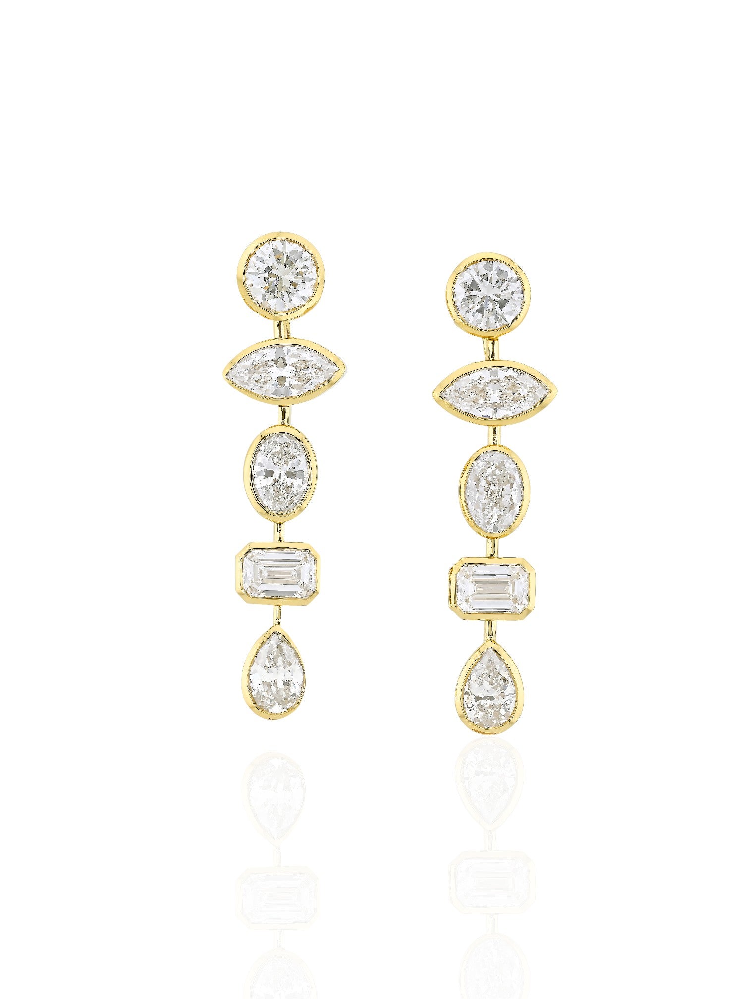 Sophia D Mixed Cut Diamond Drop Earrings 18K Yellow Gold