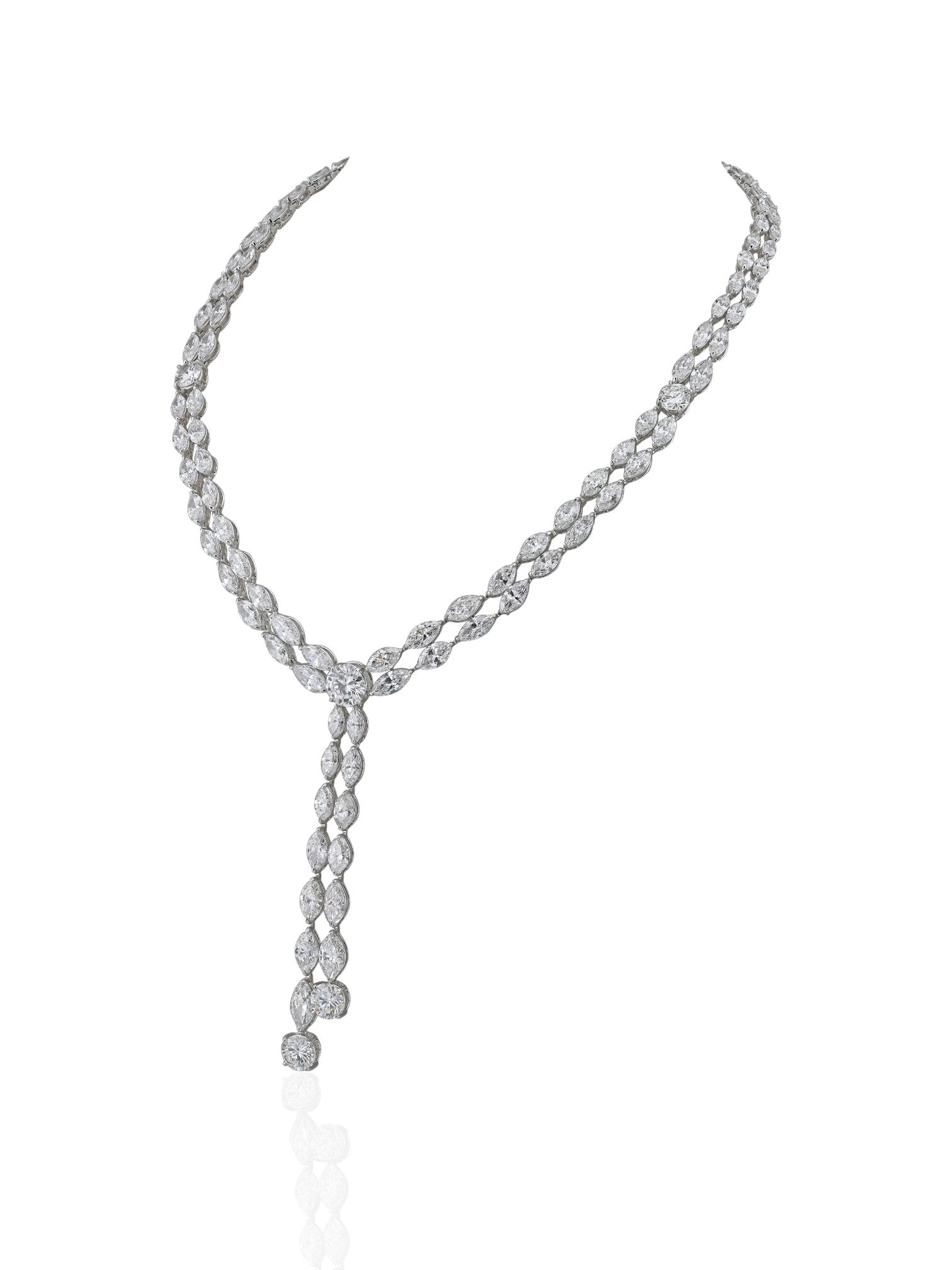 Sophia D Marquise Diamond Drop Necklace Platinum