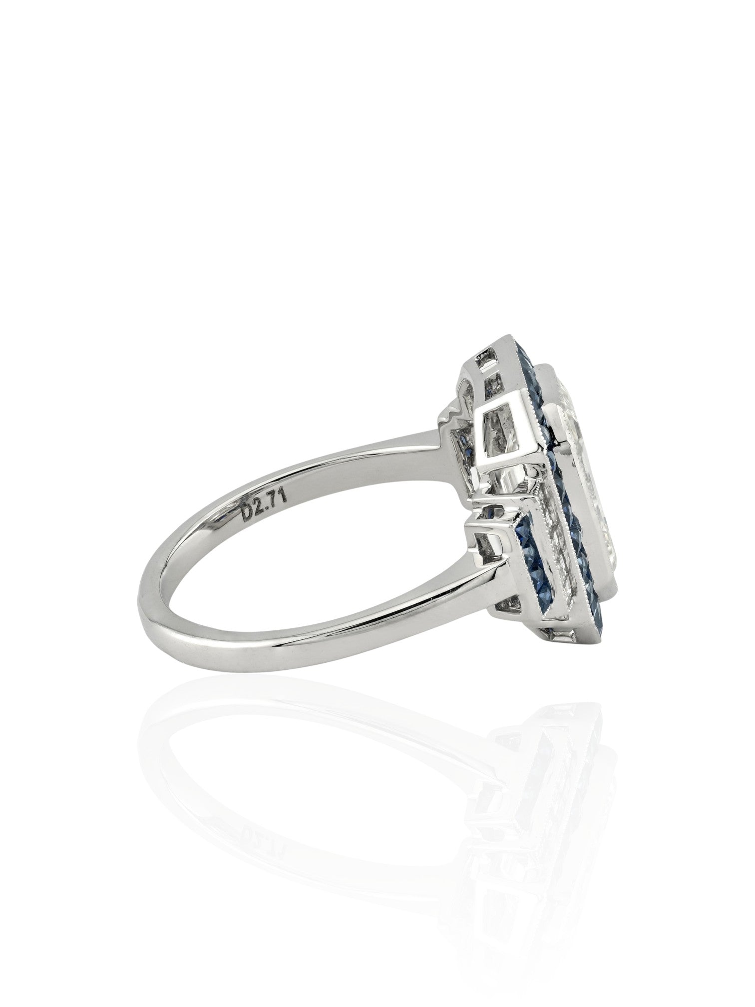 Sophia D Art Deco Mosaic Sapphire and Diamond Ring Platinum