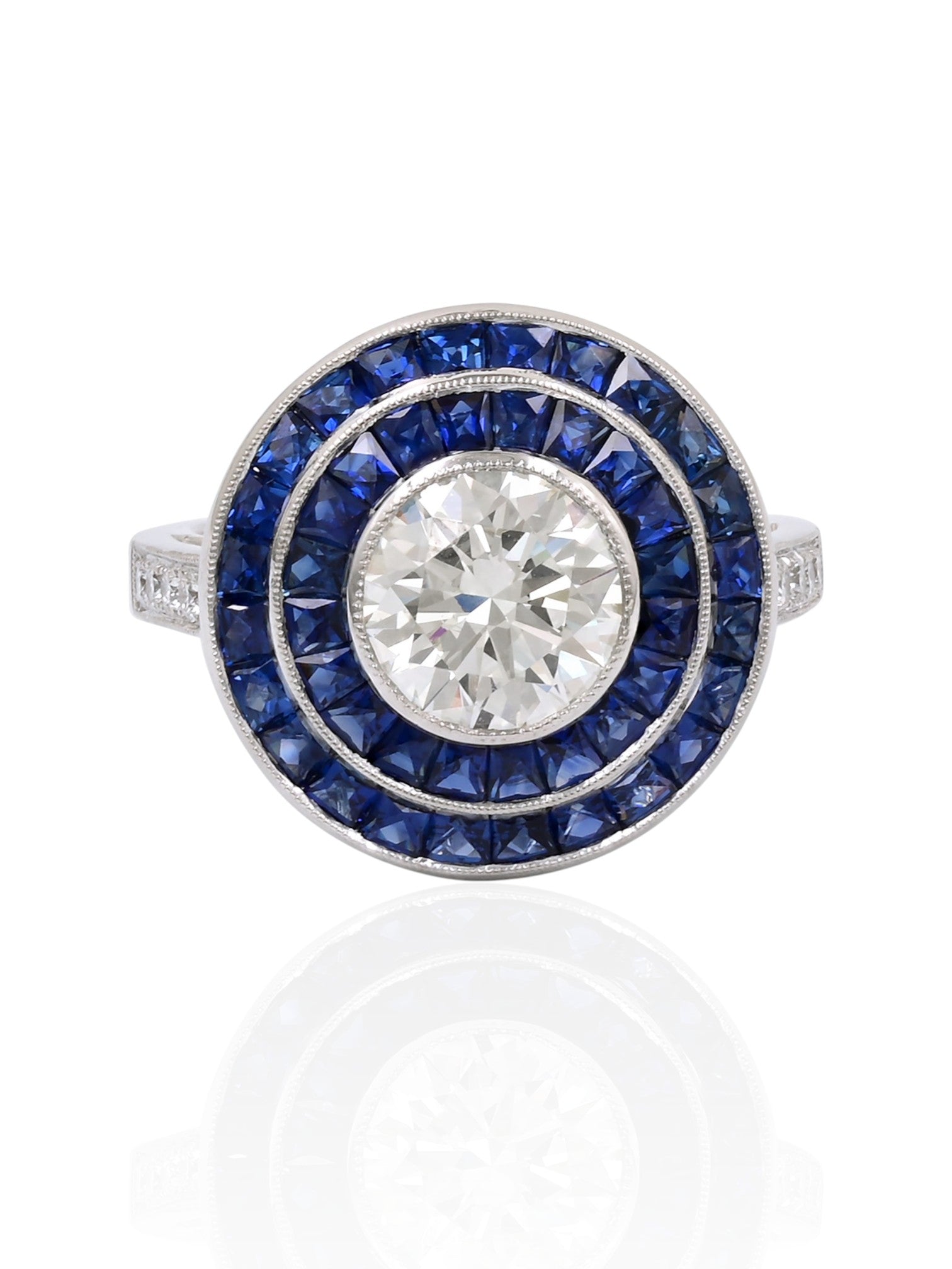 Sophia D Diamond and Sapphire Halo Ring Platinum