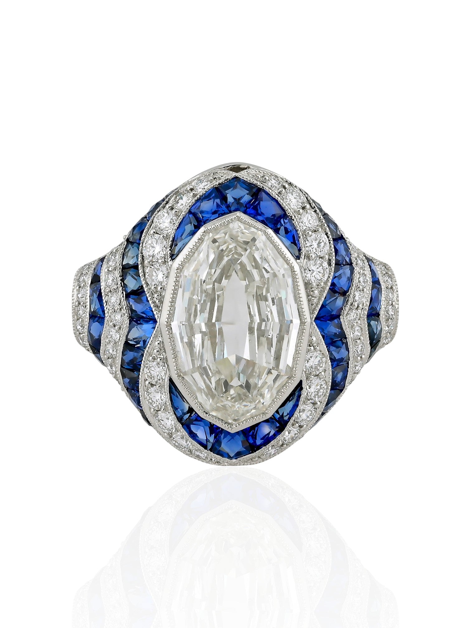 Sophia D Sapphire and Diamond Halo Ring Platinum