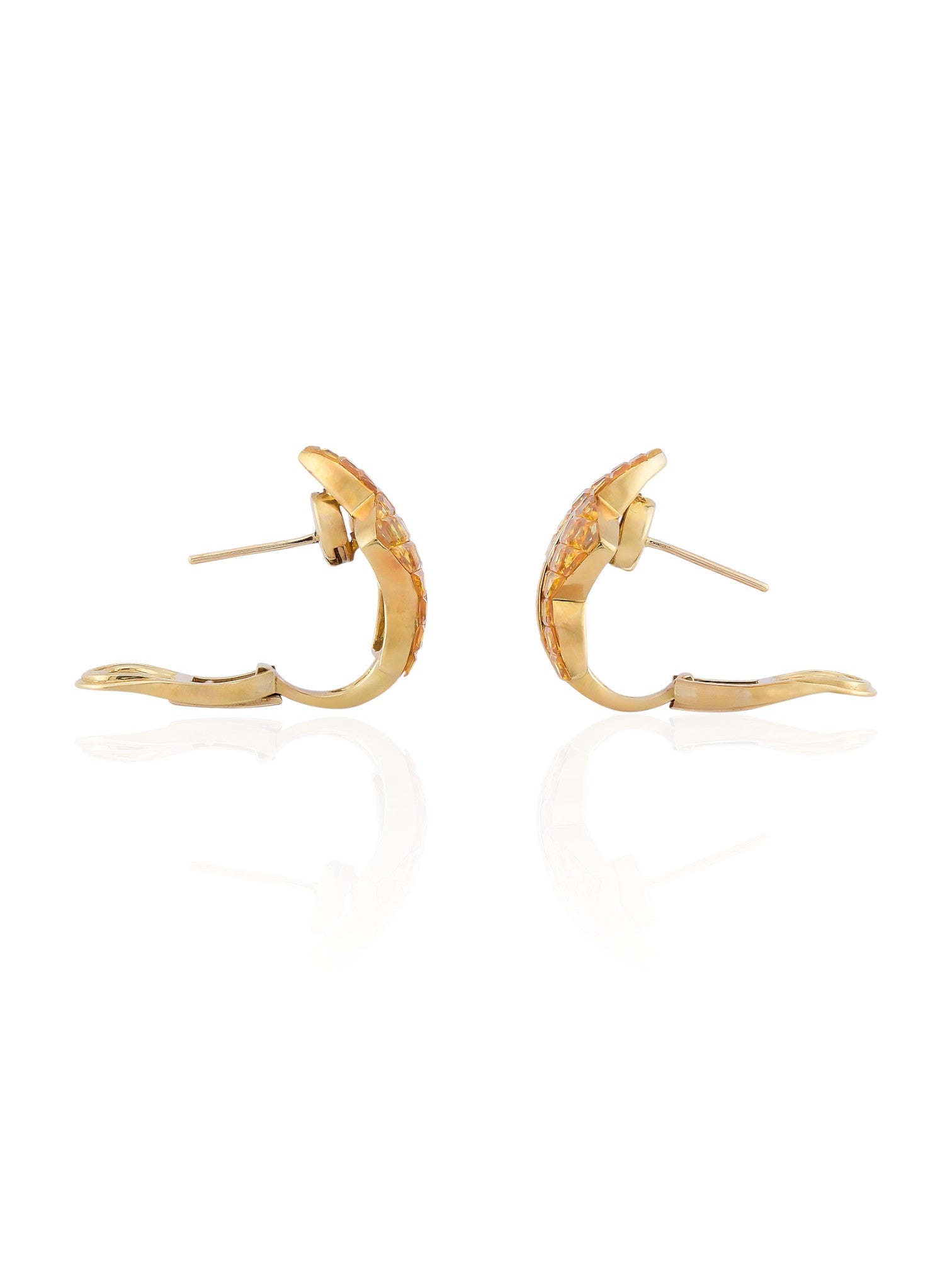 Sophia D Invisible-Set Yellow Sapphire & Diamond Earrings in 18K Yellow Gold