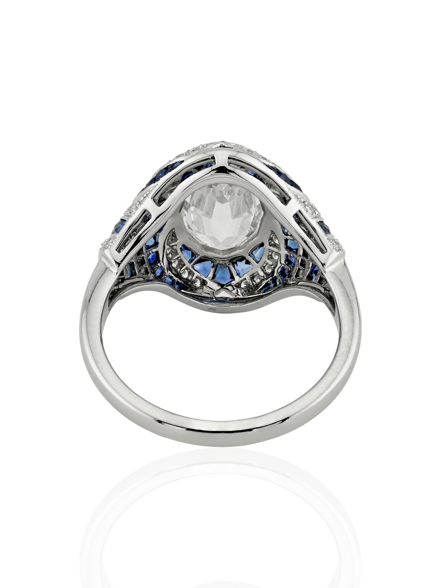 Sophia D Sapphire and Diamond Halo Ring Platinum