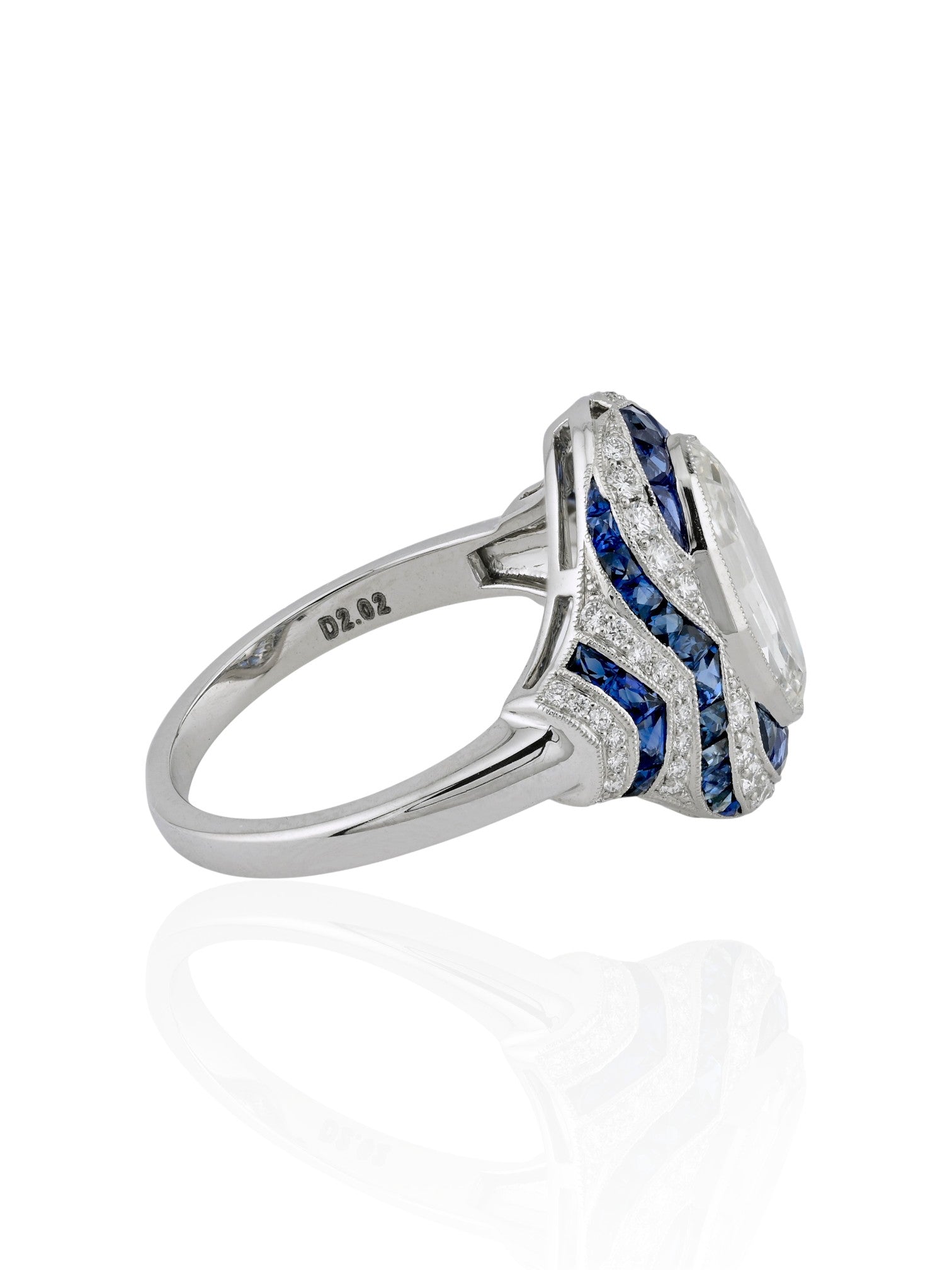 Sophia D Sapphire and Diamond Halo Ring Platinum