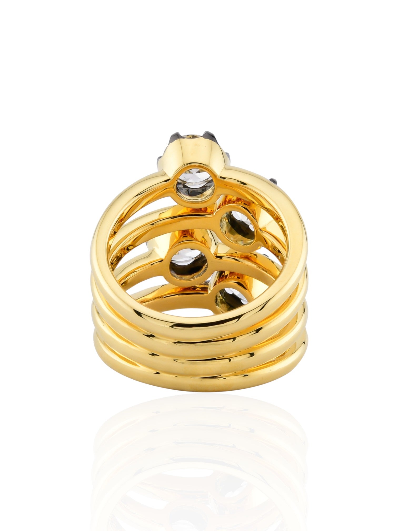 Sophia D Four-Stone Round Diamond 18K Yellow Gold and Silver Ring