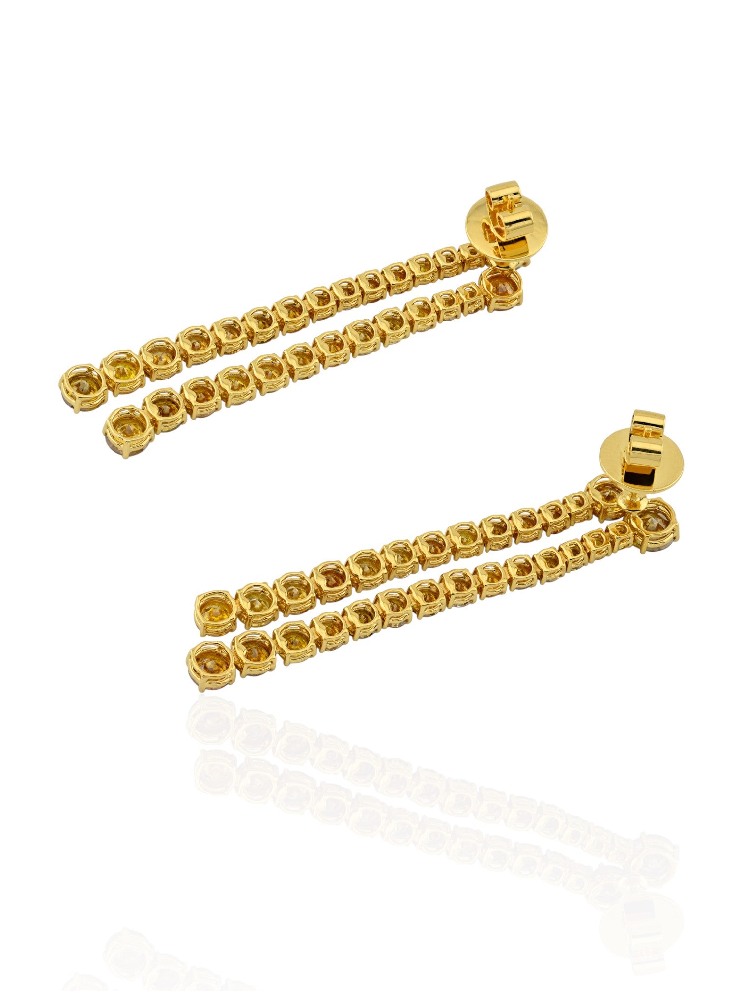 Sophia D Mixed Yellow and Brown Diamond Double Line 18K Yellow Gold Earrings