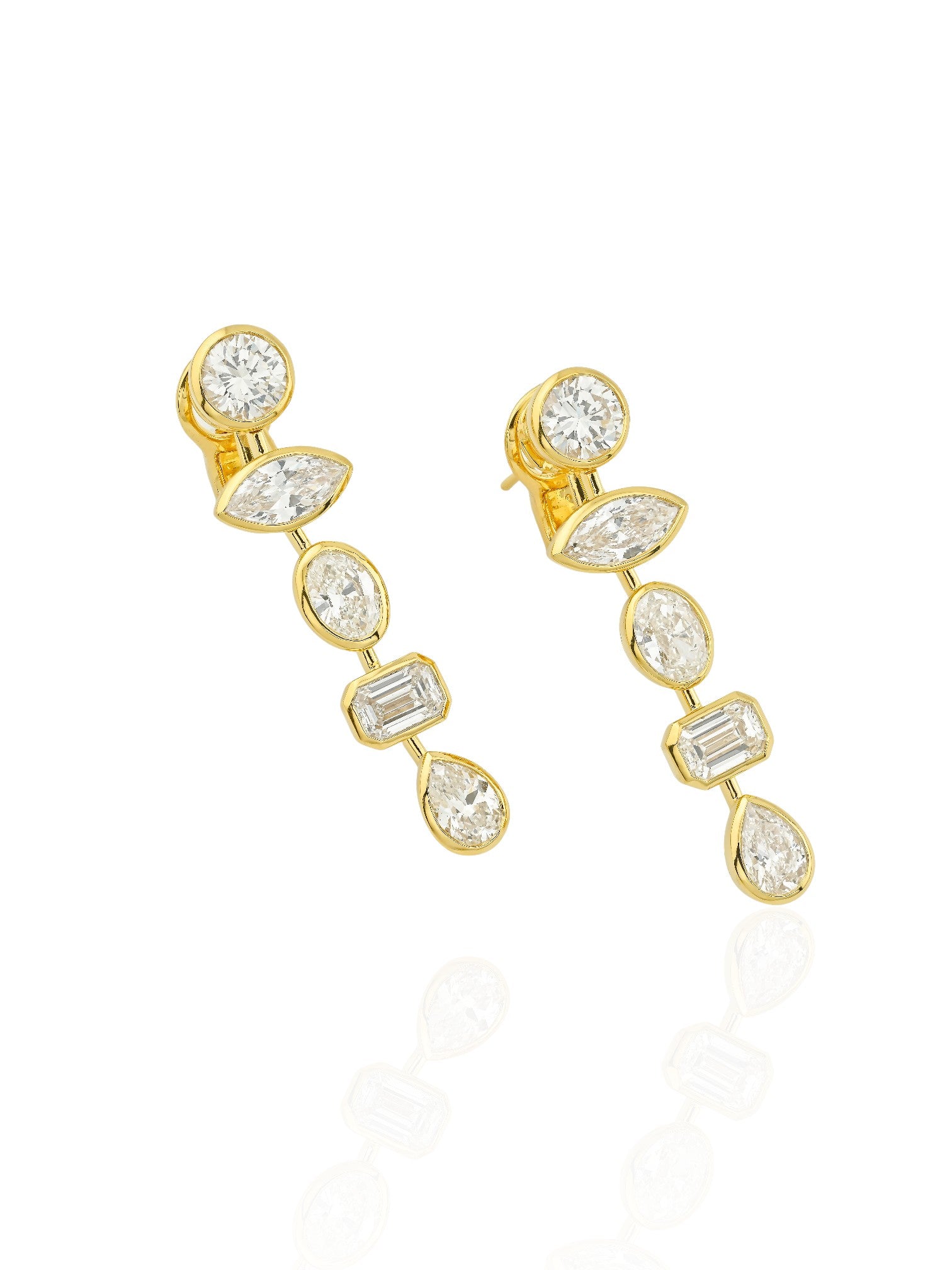 Sophia D Mixed Cut Diamond Drop Earrings 18K Yellow Gold