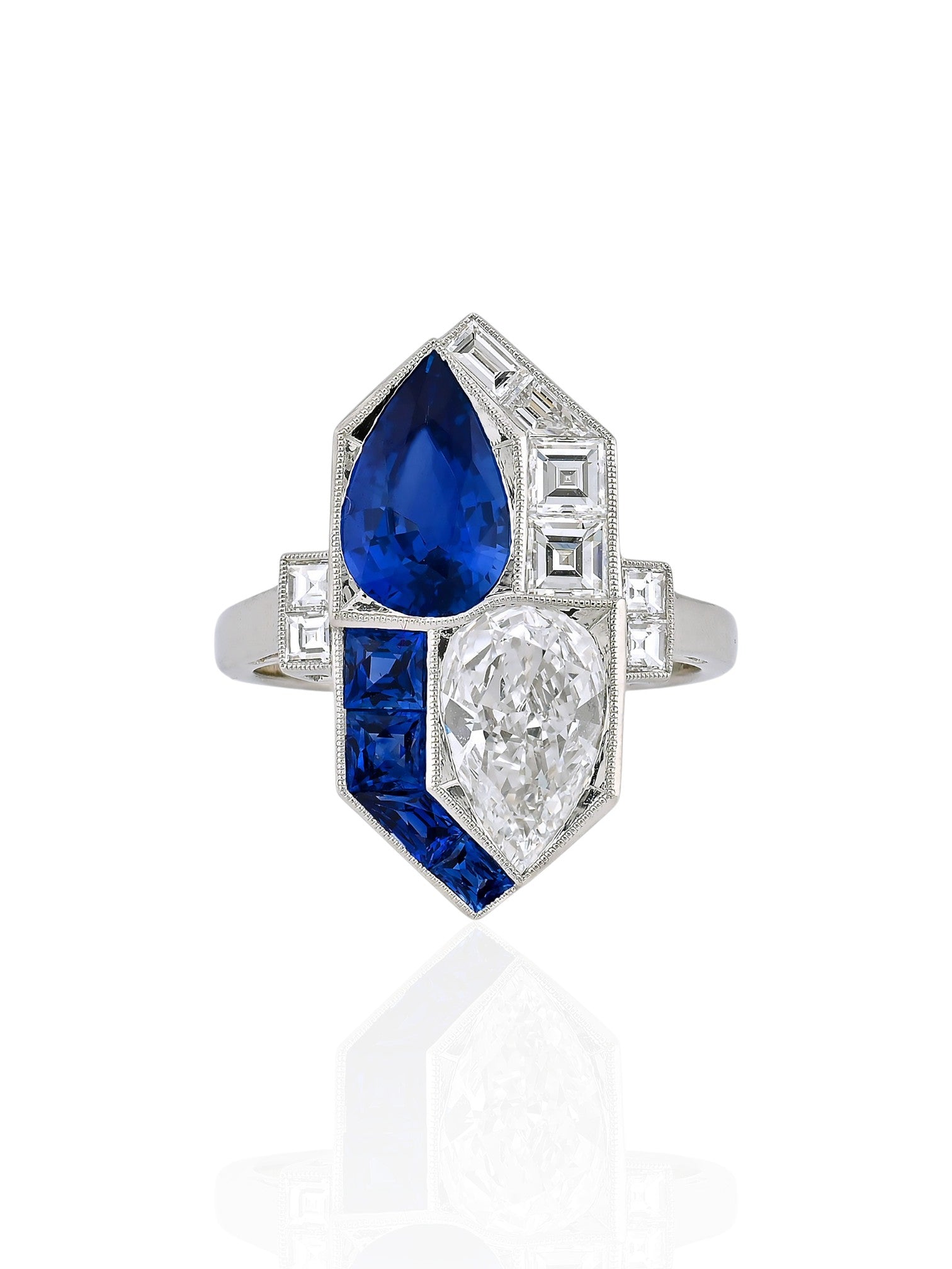 Sophia D Sapphire and Diamond Mosaic Ring Platinum