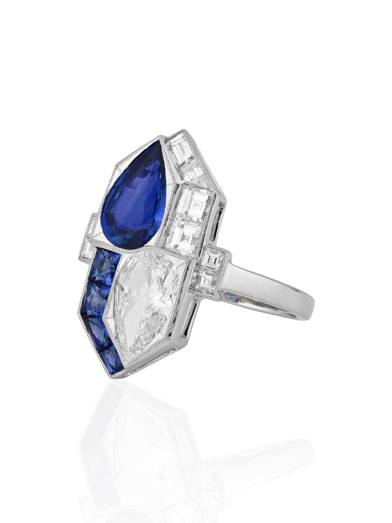 Sophia D Sapphire and Diamond Mosaic Ring Platinum