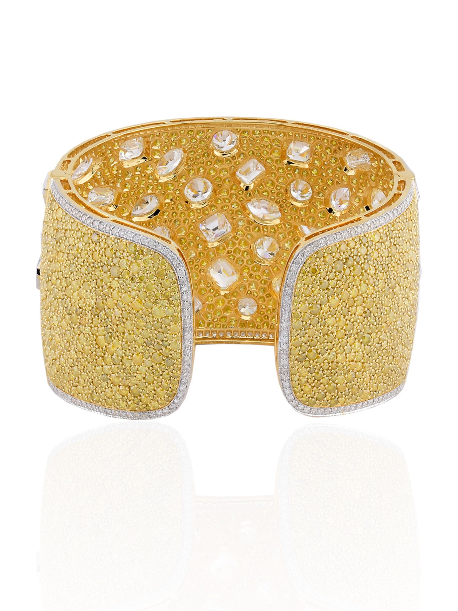 Sophia D Yellow and White Diamond Mixed-Shape 18K Yellow Gold Bangle