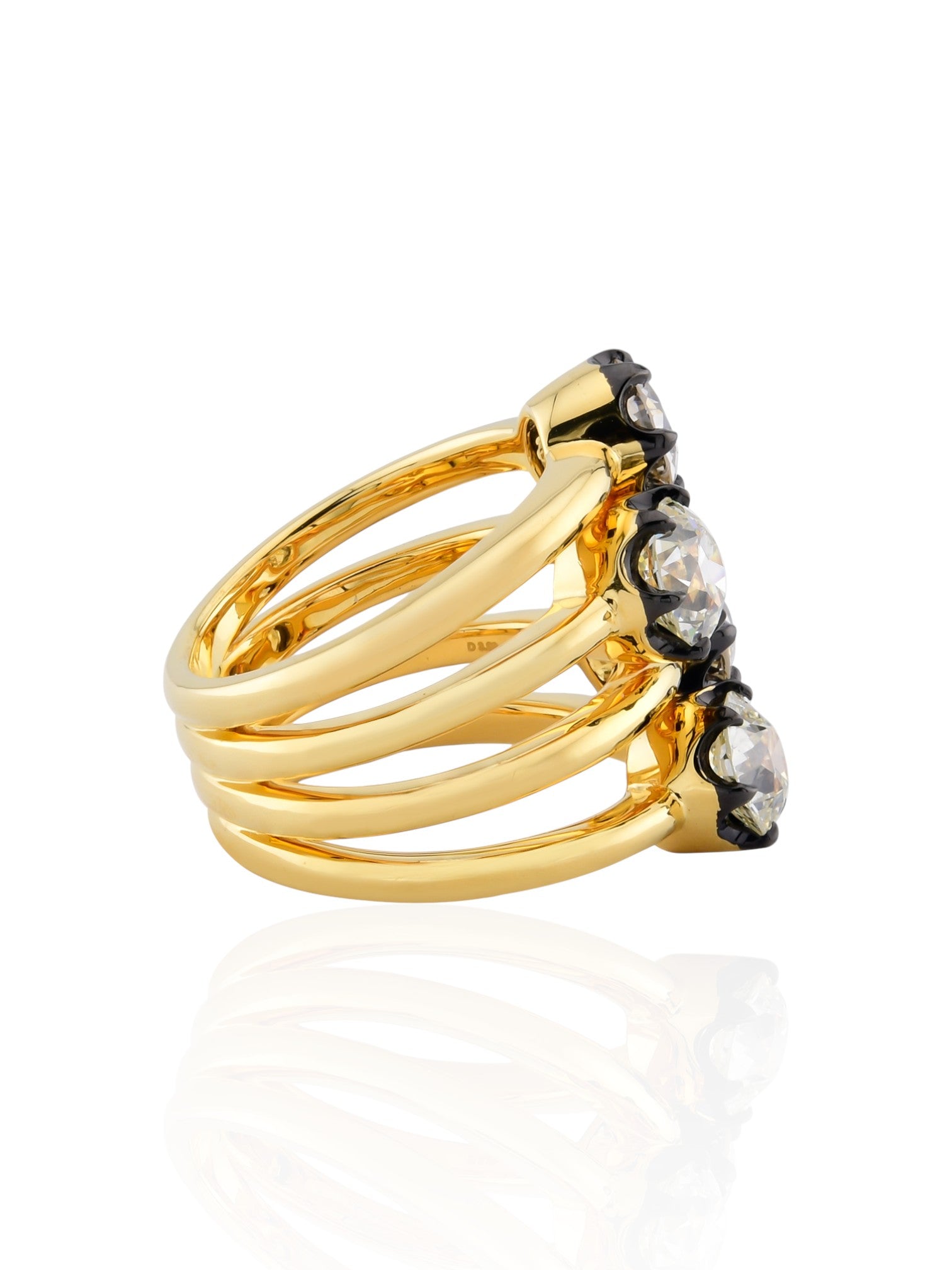 Sophia D Four-Stone Round Diamond 18K Yellow Gold and Silver Ring