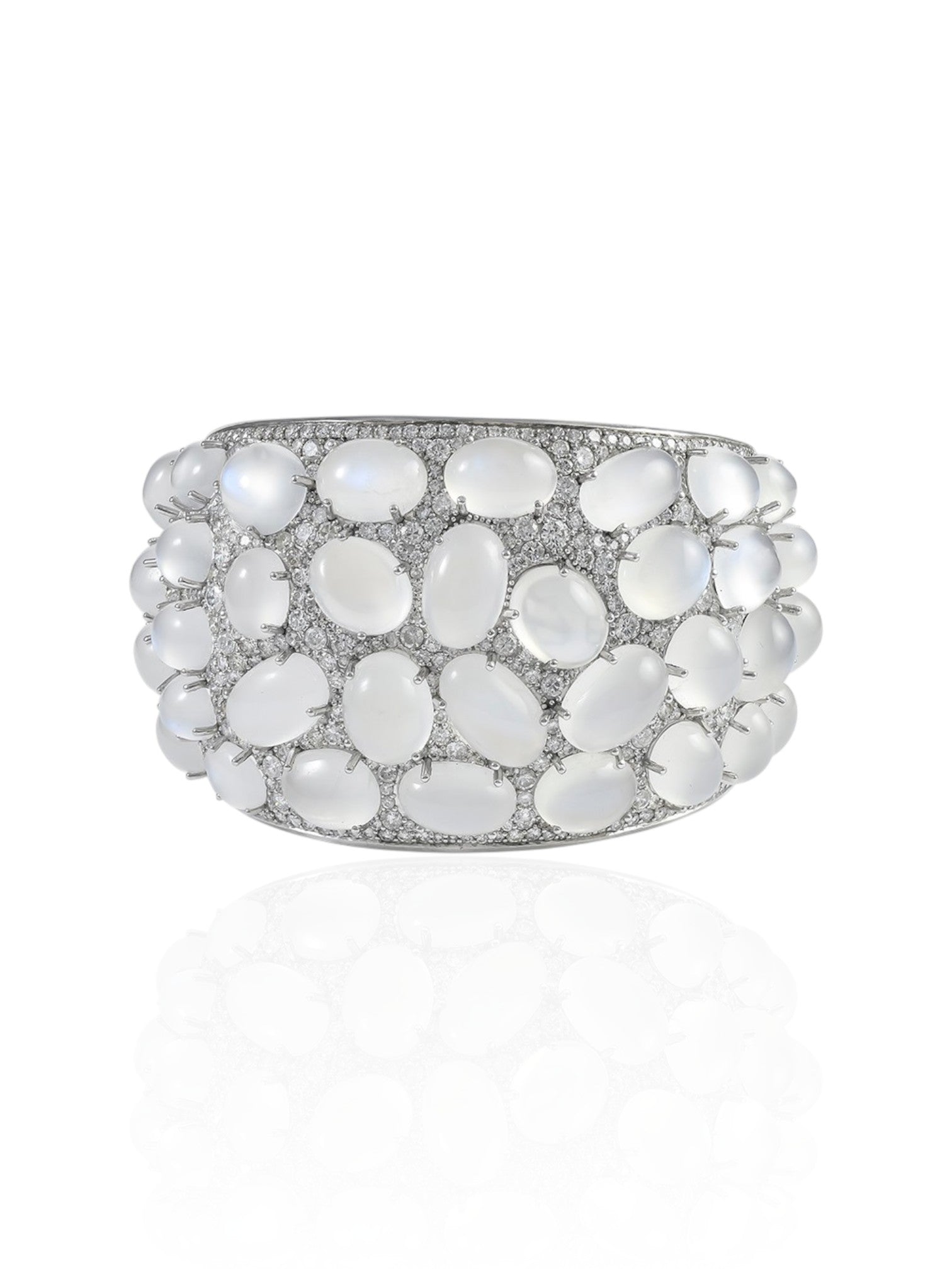 Sophia D Moonstone and Diamond Bangle 18K White Gold