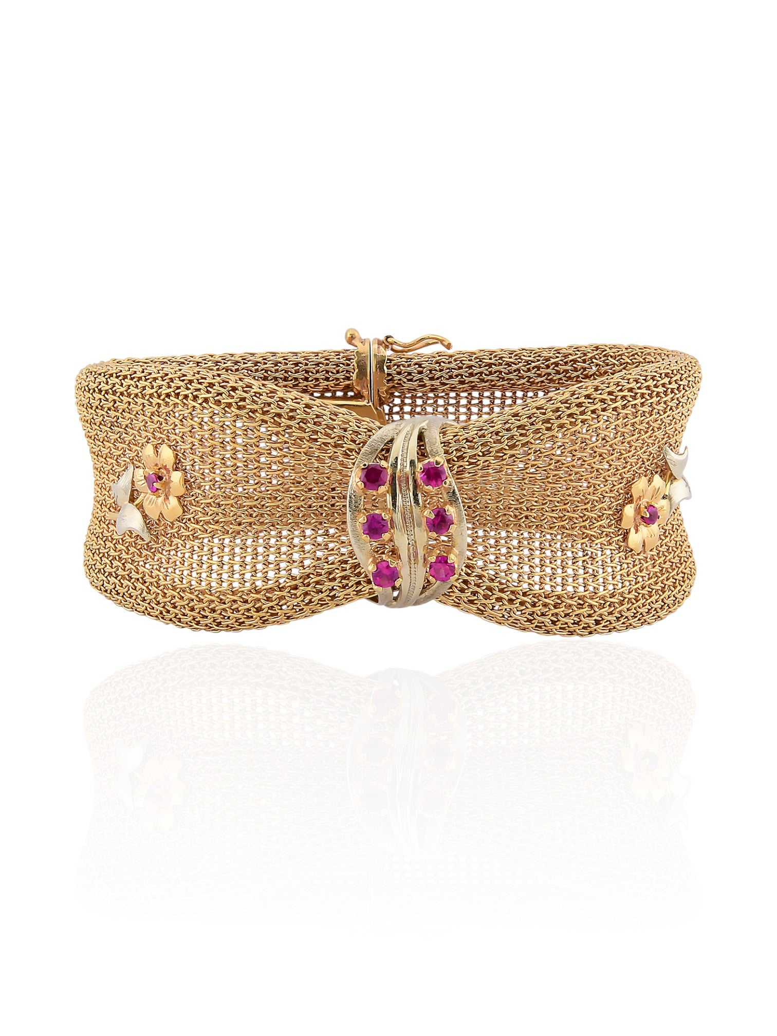 Sophia D Vintage Ruby Mesh Bracelet in 18K Yellow Gold
