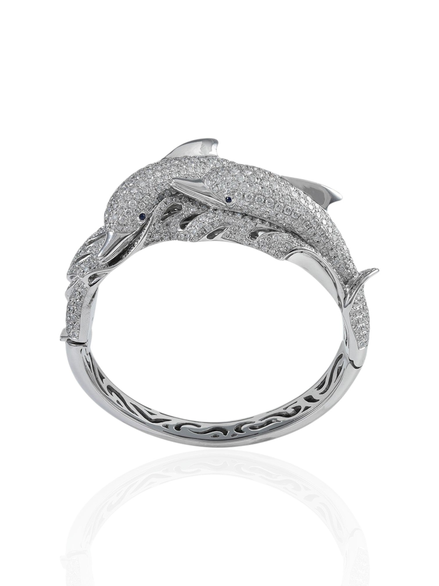 Sophia D Diamond Dolphin Bangle 18K White Gold