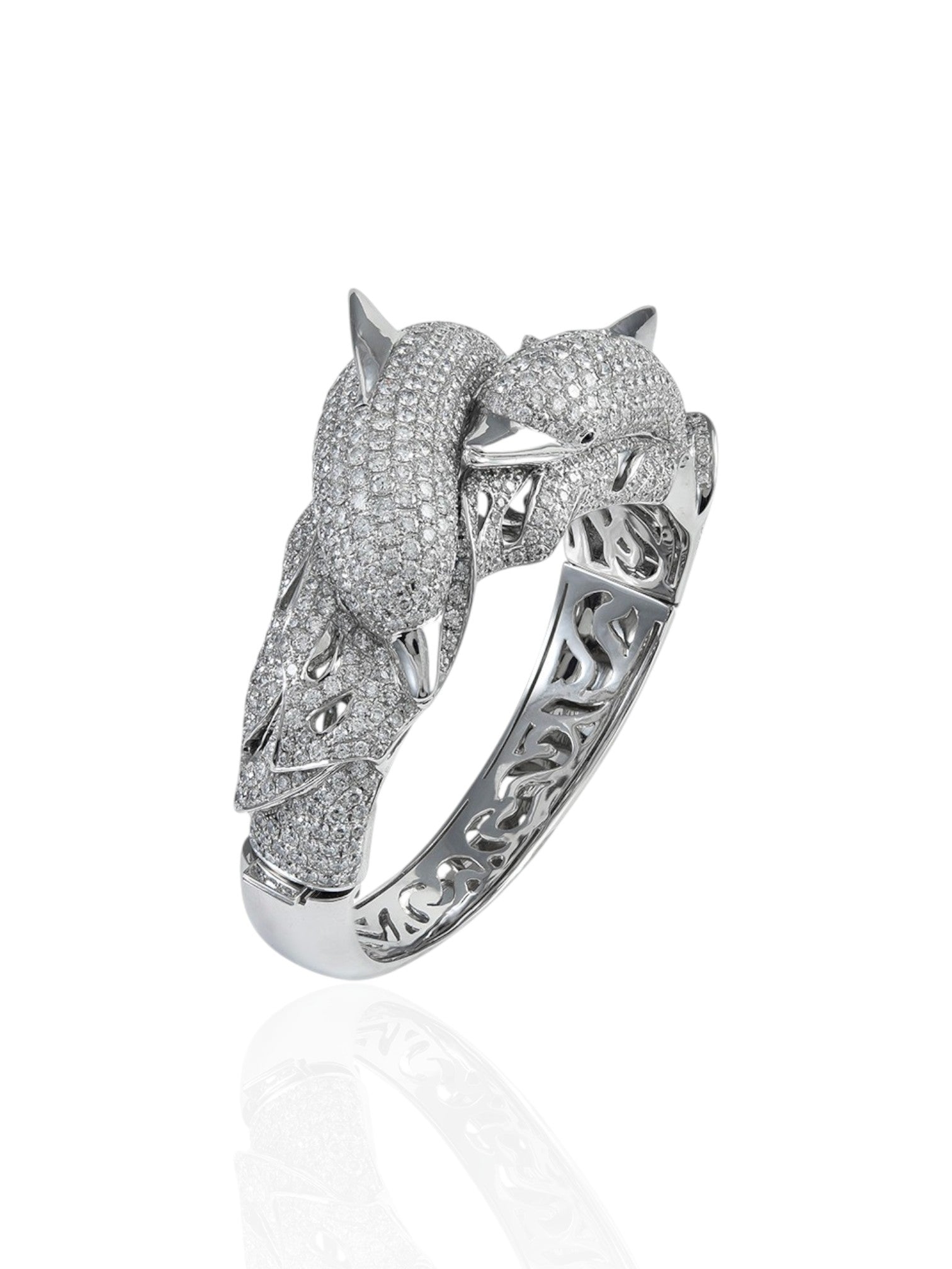 Sophia D Diamond Dolphin Bangle 18K White Gold