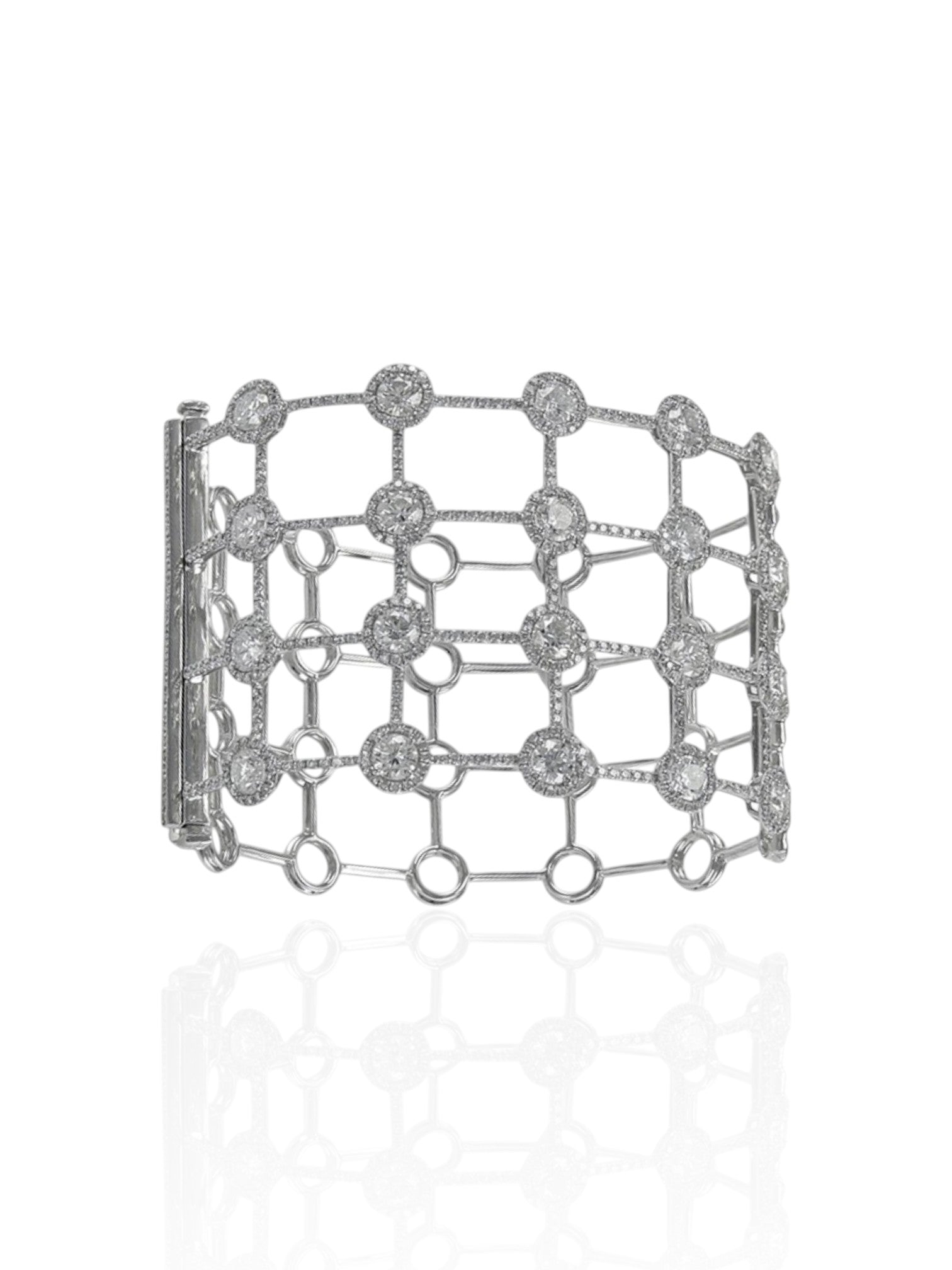 Sophia D Diamond Openwork Cuff Bracelet 18K White Gold